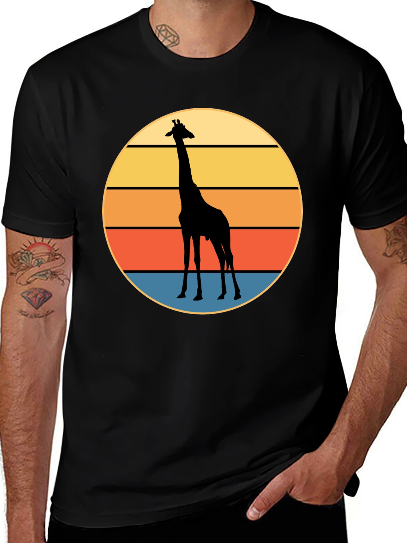 Variant 11 of Giraffe Sunset Graphic Tee - Cool Animal Print