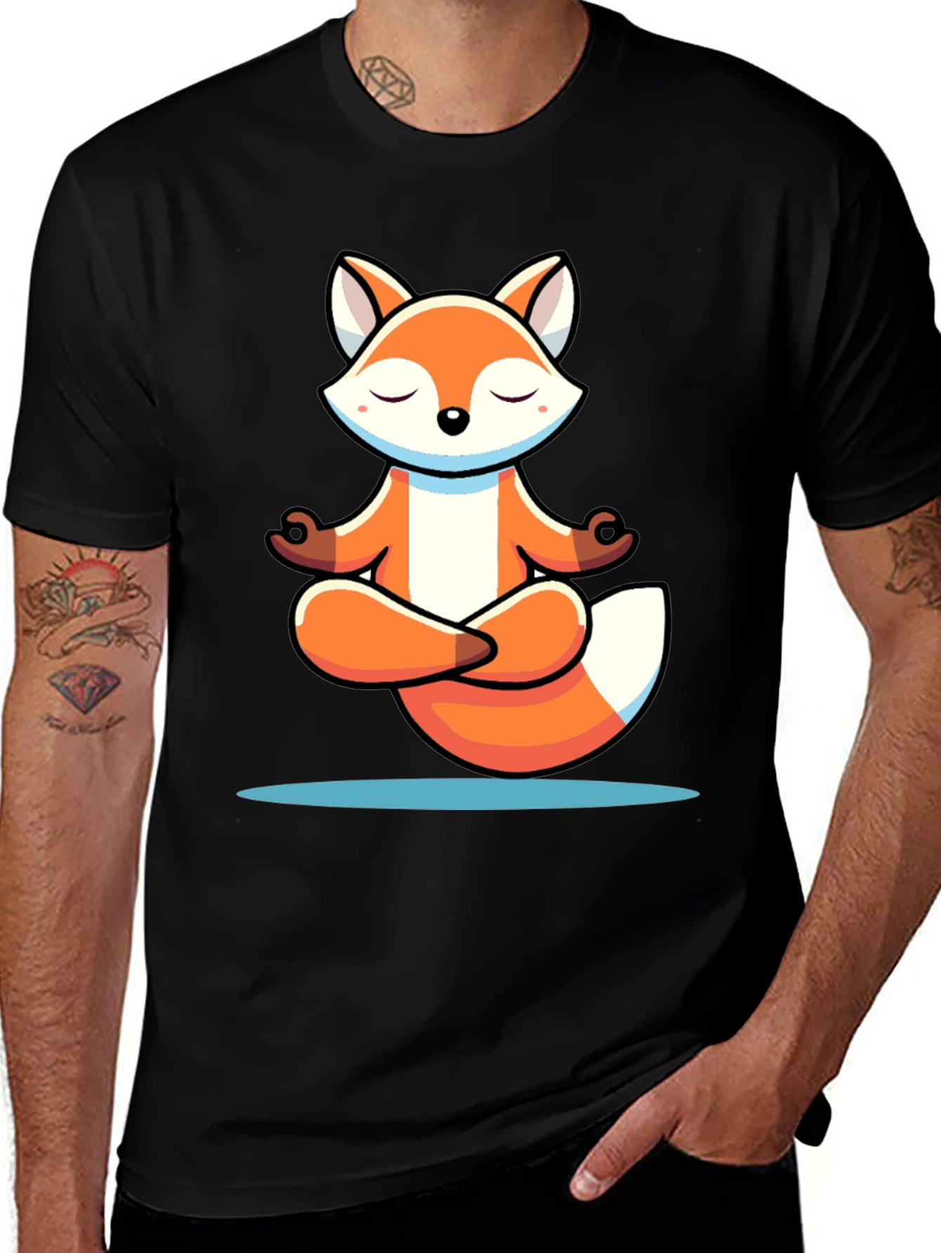 Variant 14 of Meditating Fox Graphic Tee - Soft Cotton Blend