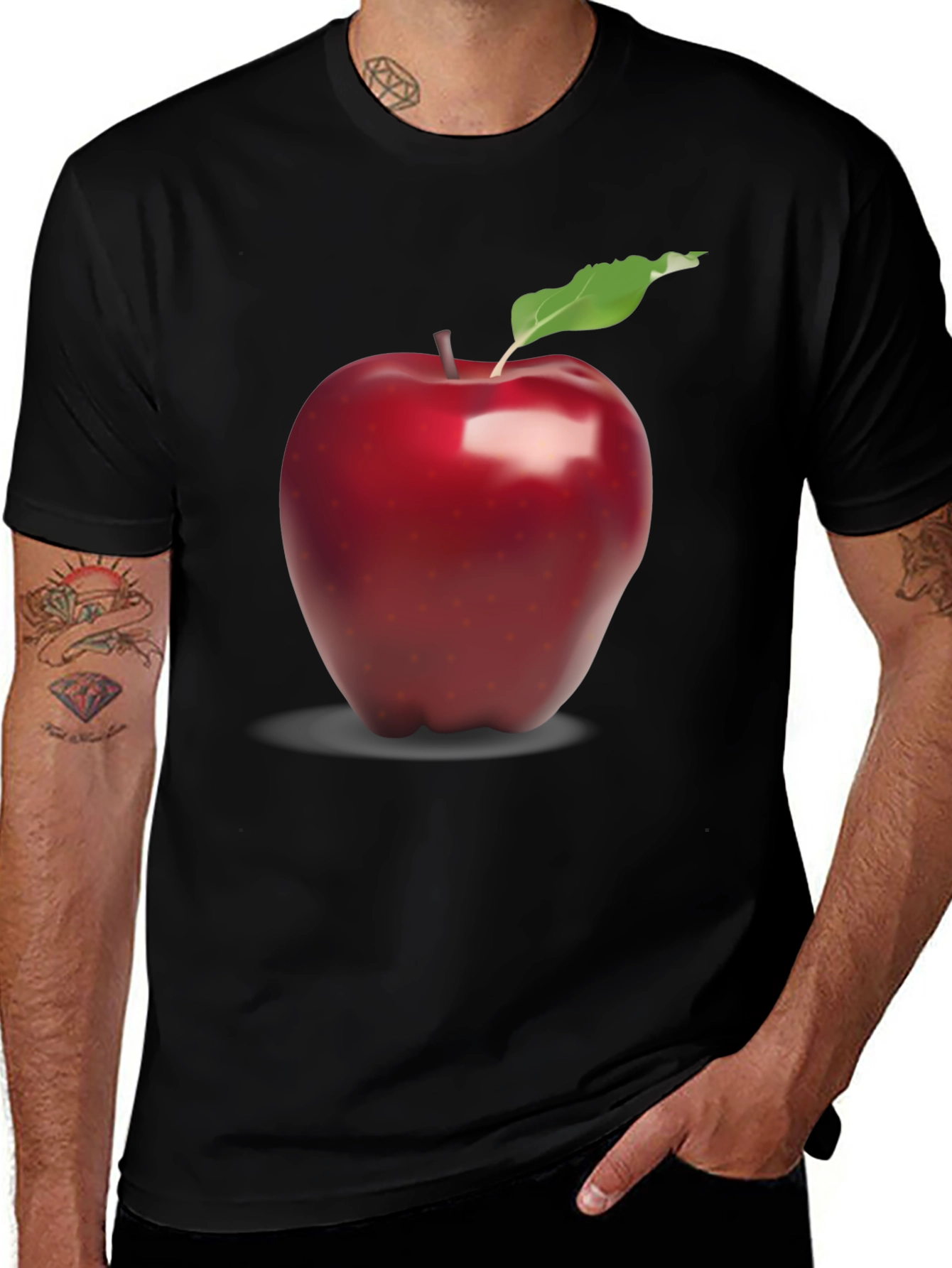 Variant 22 of Red Apple Graphic Black T-Shirt