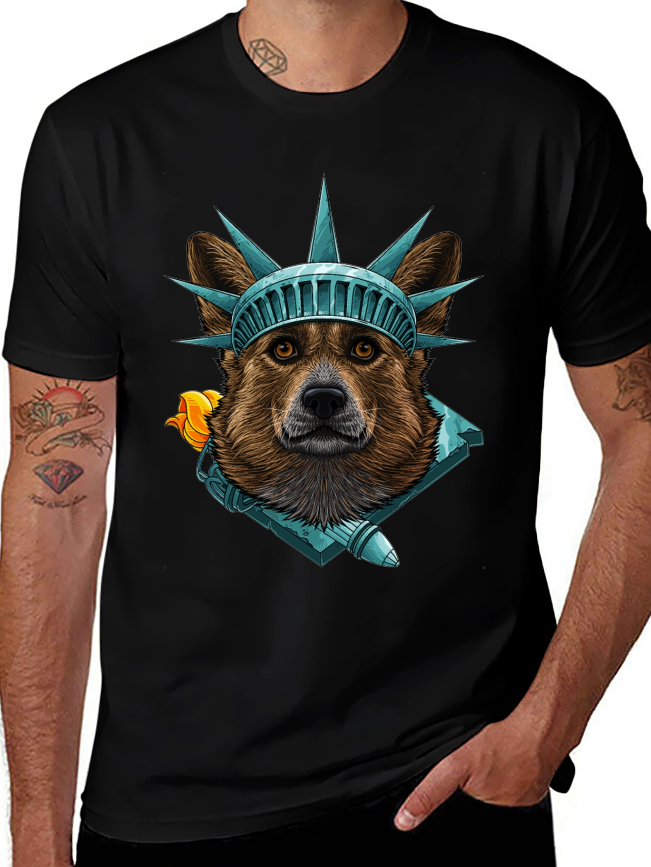 Variant 12 of Statue of Liberty Dog Graphic T-Shirt