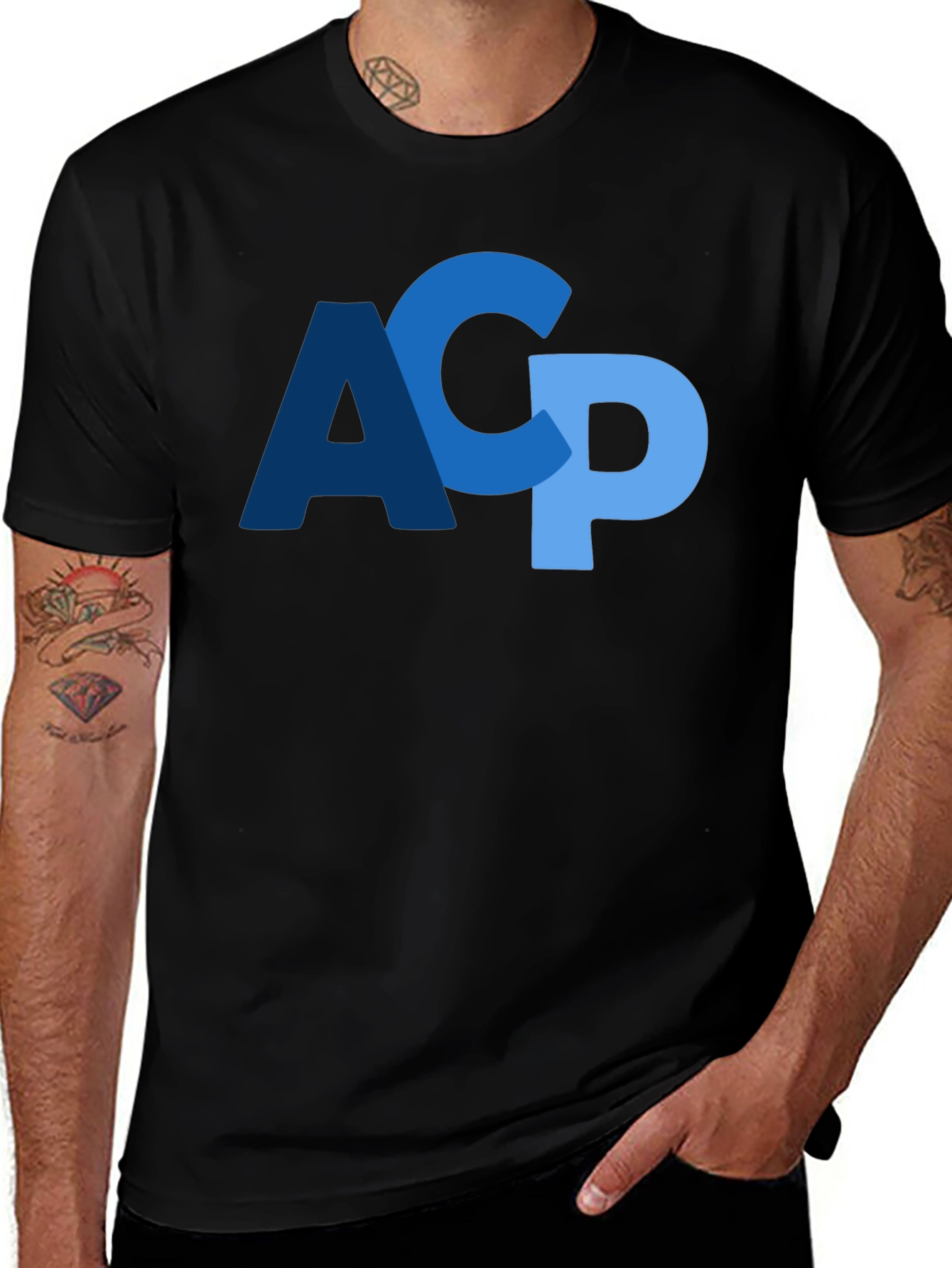 Variant 7 of ACP Graphic Tee - Cool Blue Letters Design