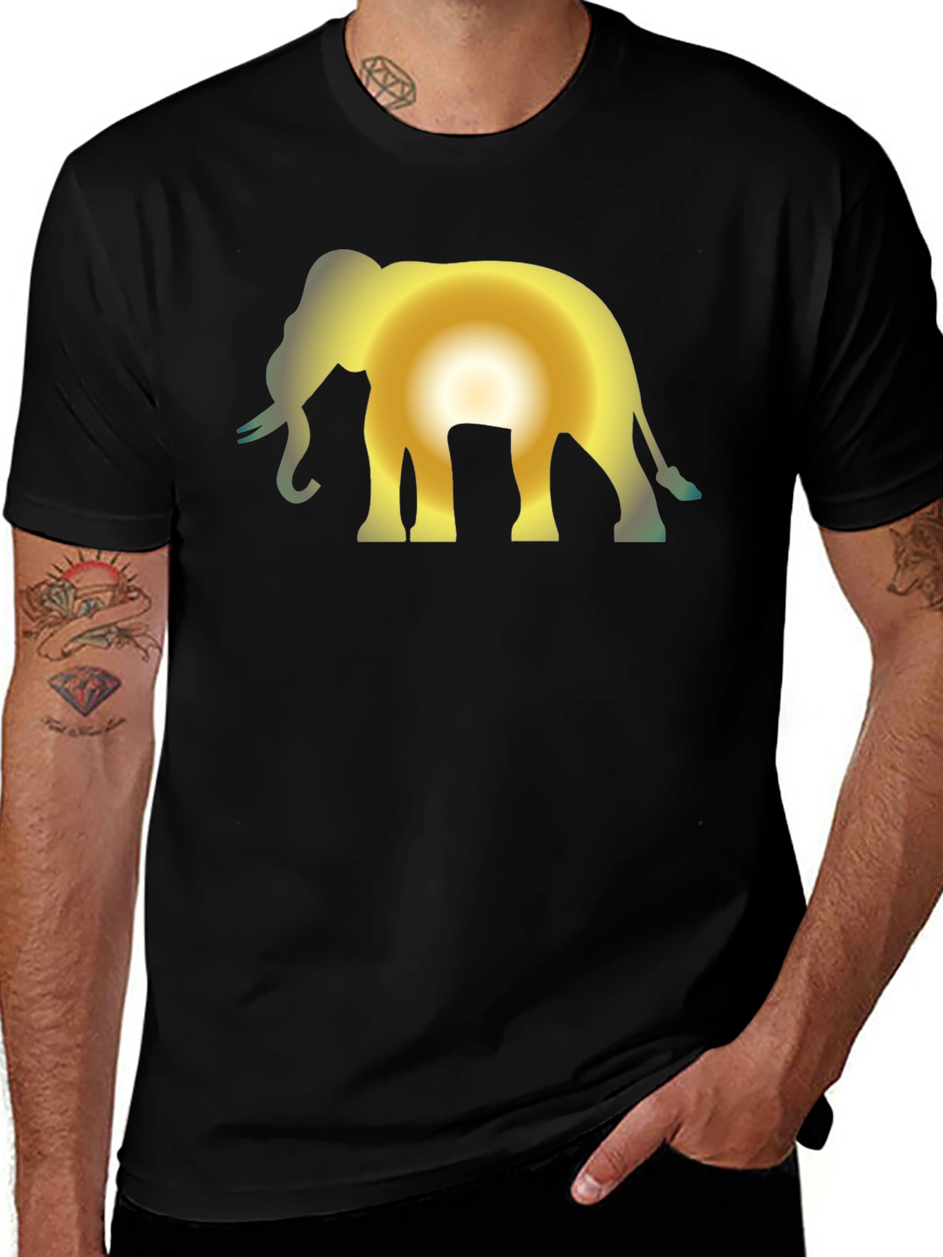 Variant 27 of Elephant Sunset Black T-Shirt