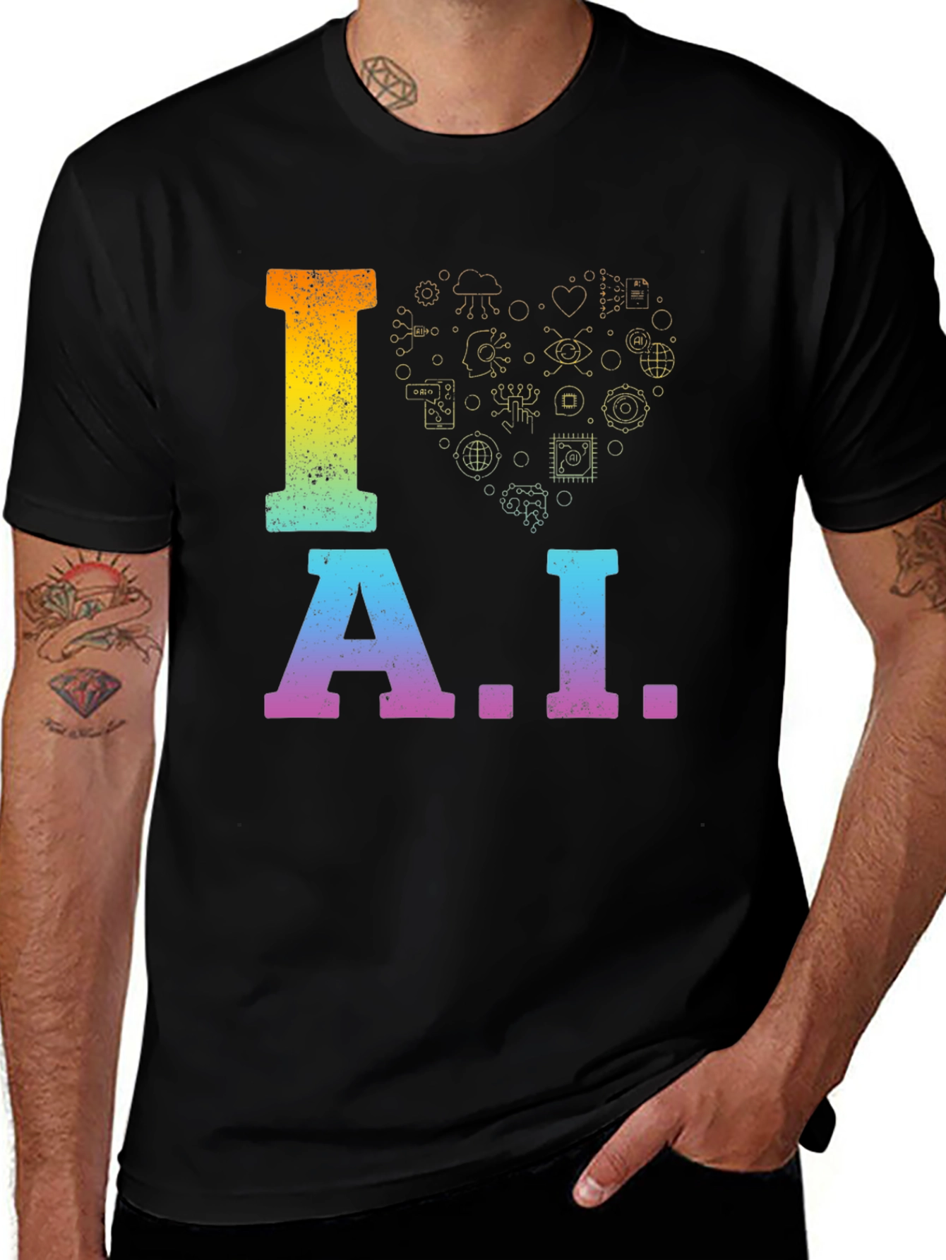 I Love AI T-Shirt - Gradient Design