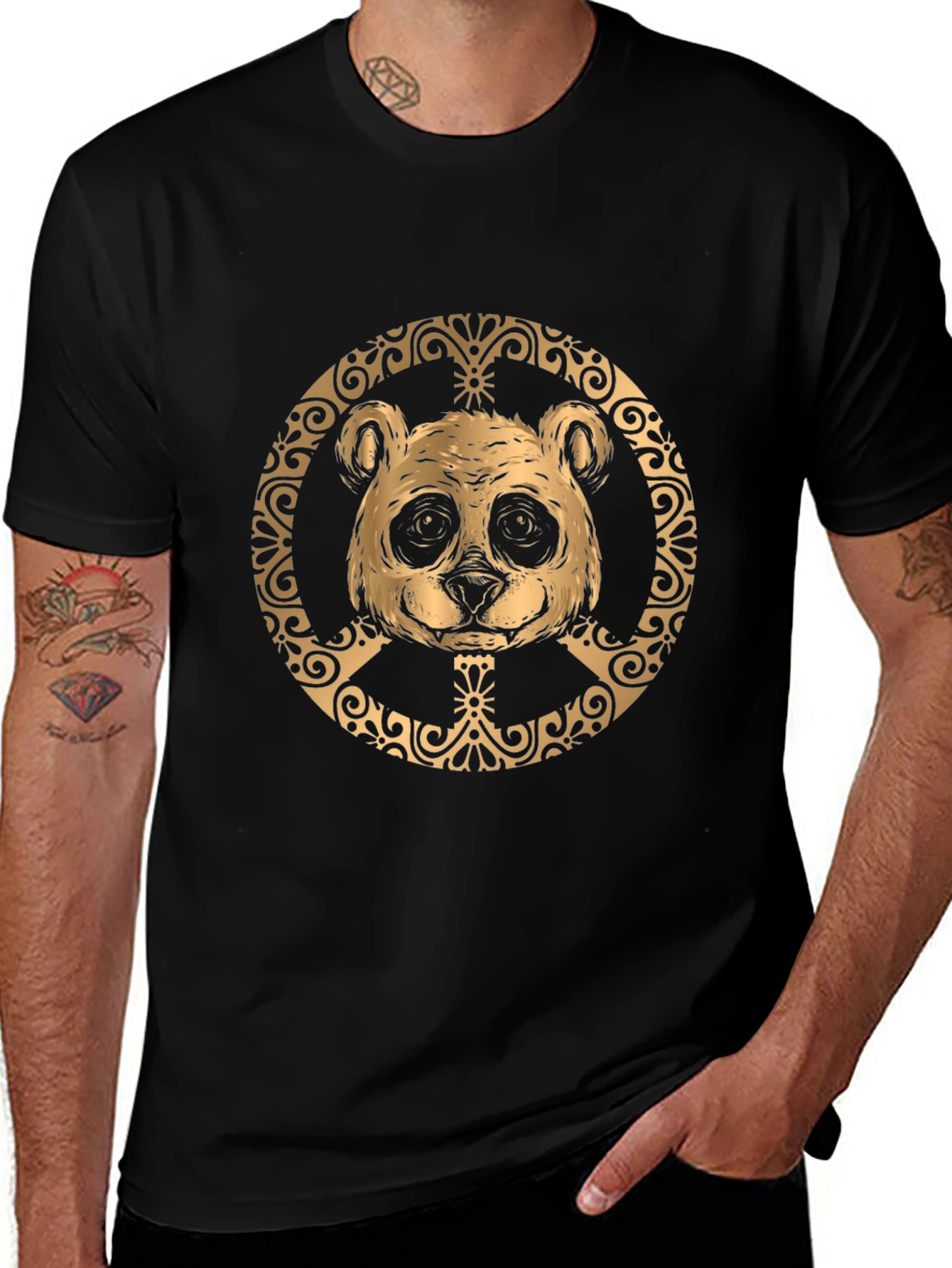 Variant 25 of Panda Peace Sign Graphic T-Shirt