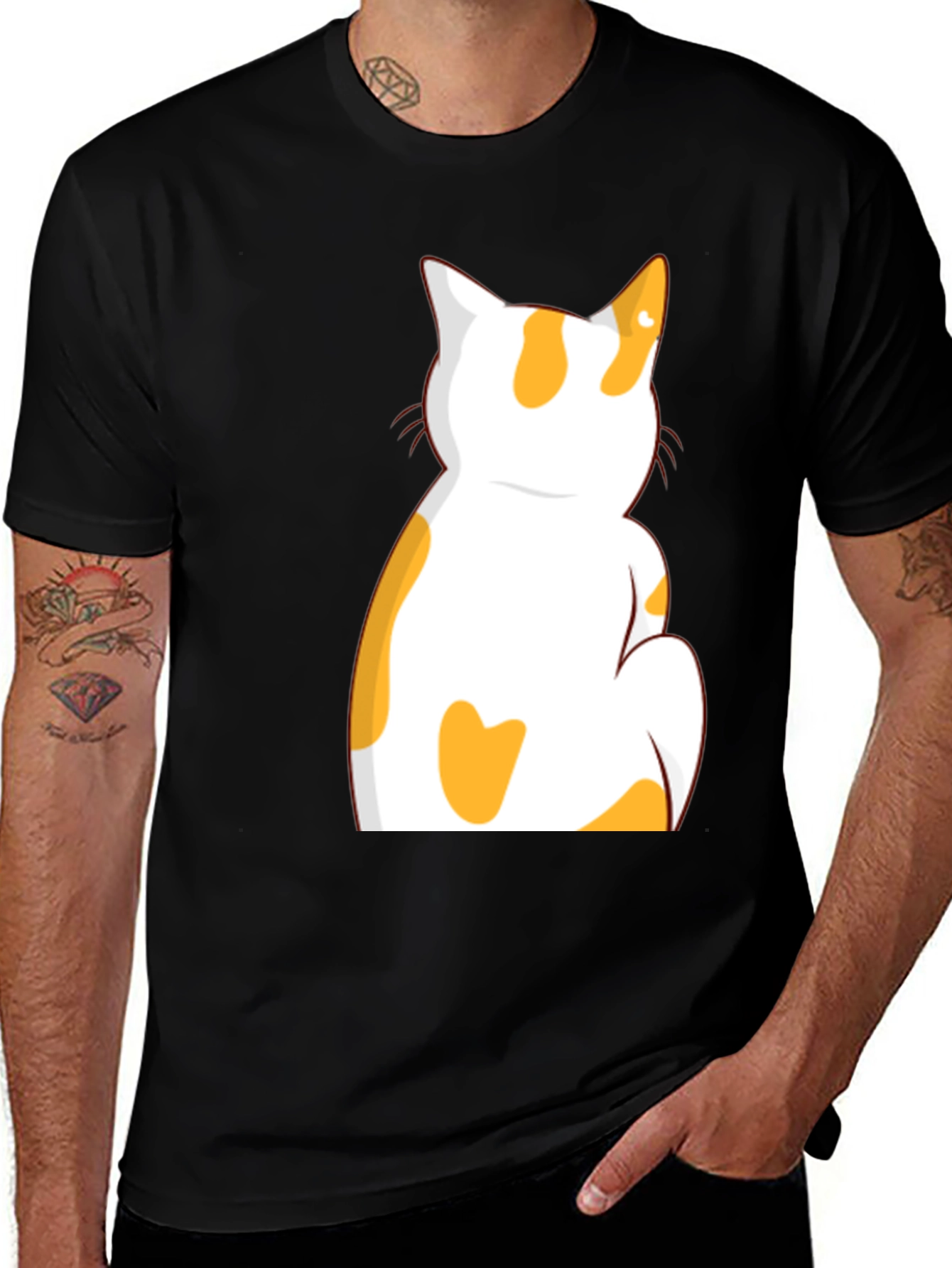 Variant 11 of Cat Graphic Black T-Shirt - Unisex