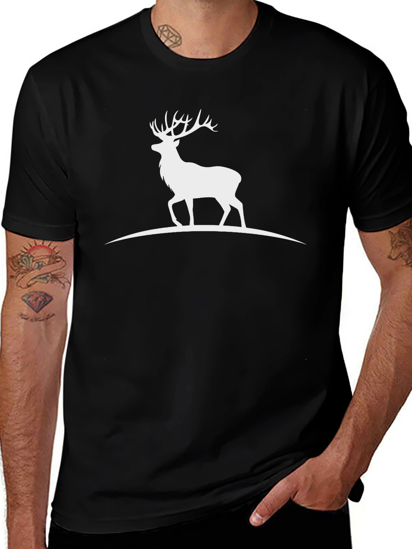 Variant 14 of Black Deer Silhouette Graphic Tee