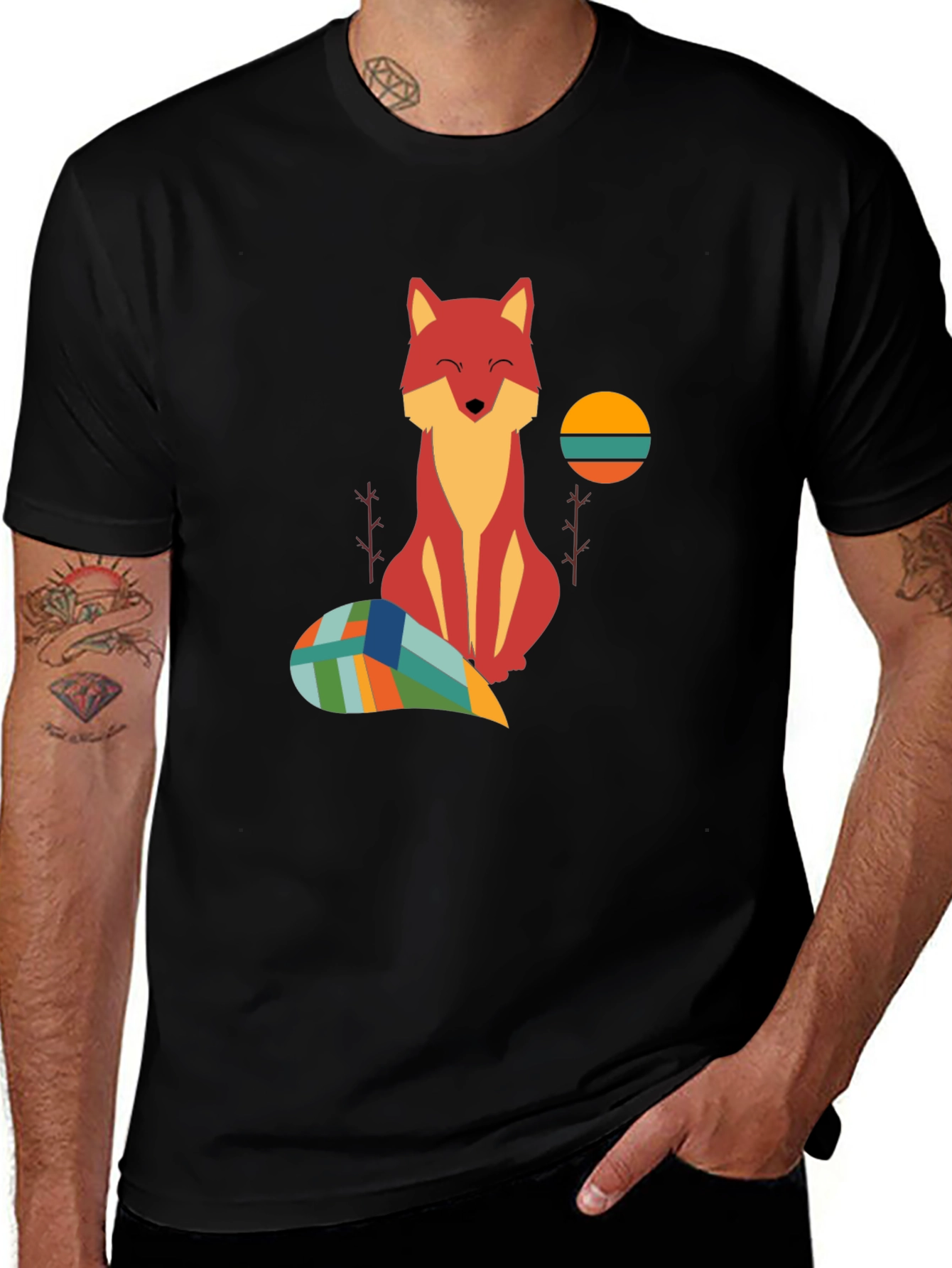 Variant 21 of Fox Graphic Tee - Unique Geometric Tail Design