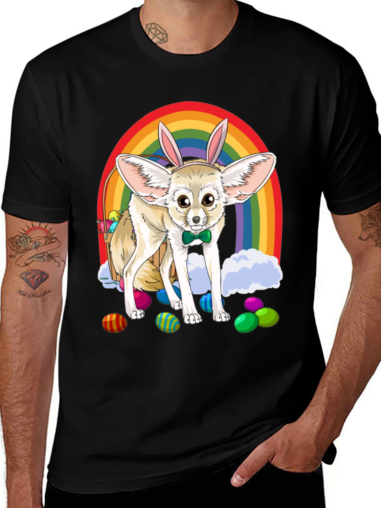 Easter Fennec Fox Rainbow T-Shirt