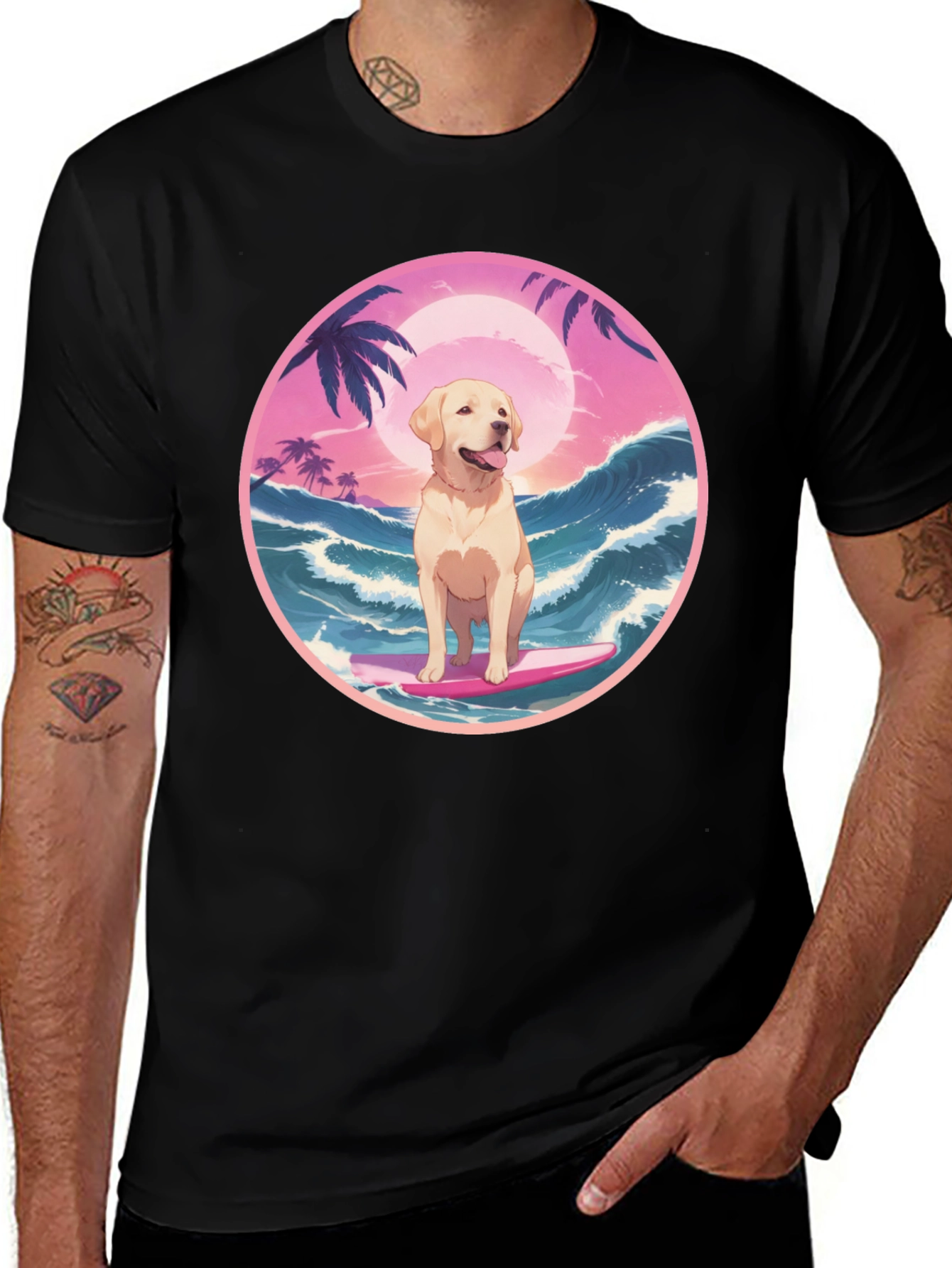 Variant 21 of Surf Dog Graphic Tee - Beach Vibes T-Shirt