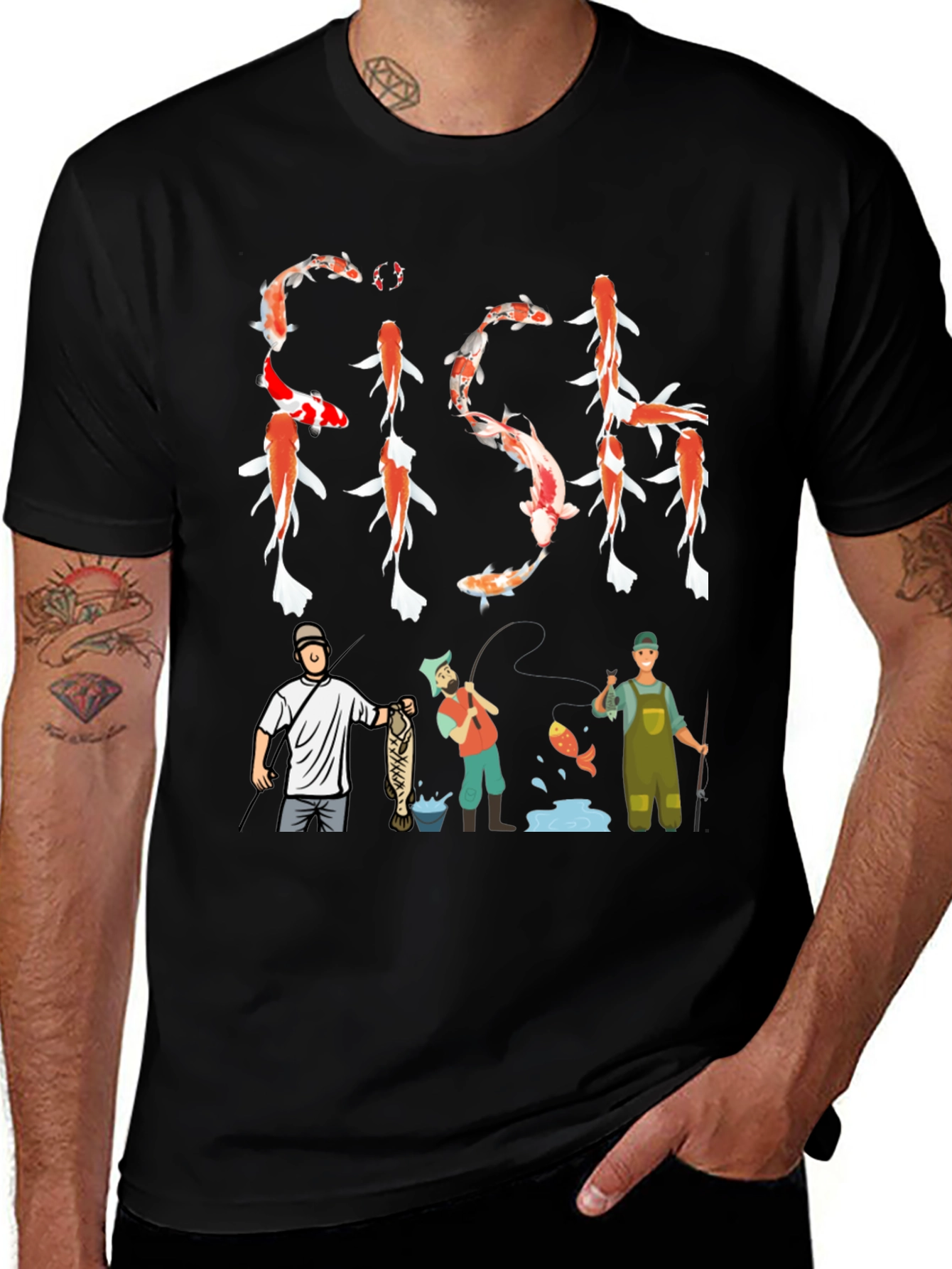 Variant 17 of Koi Fish Graphic Tee Fishing Men's T-Shirt