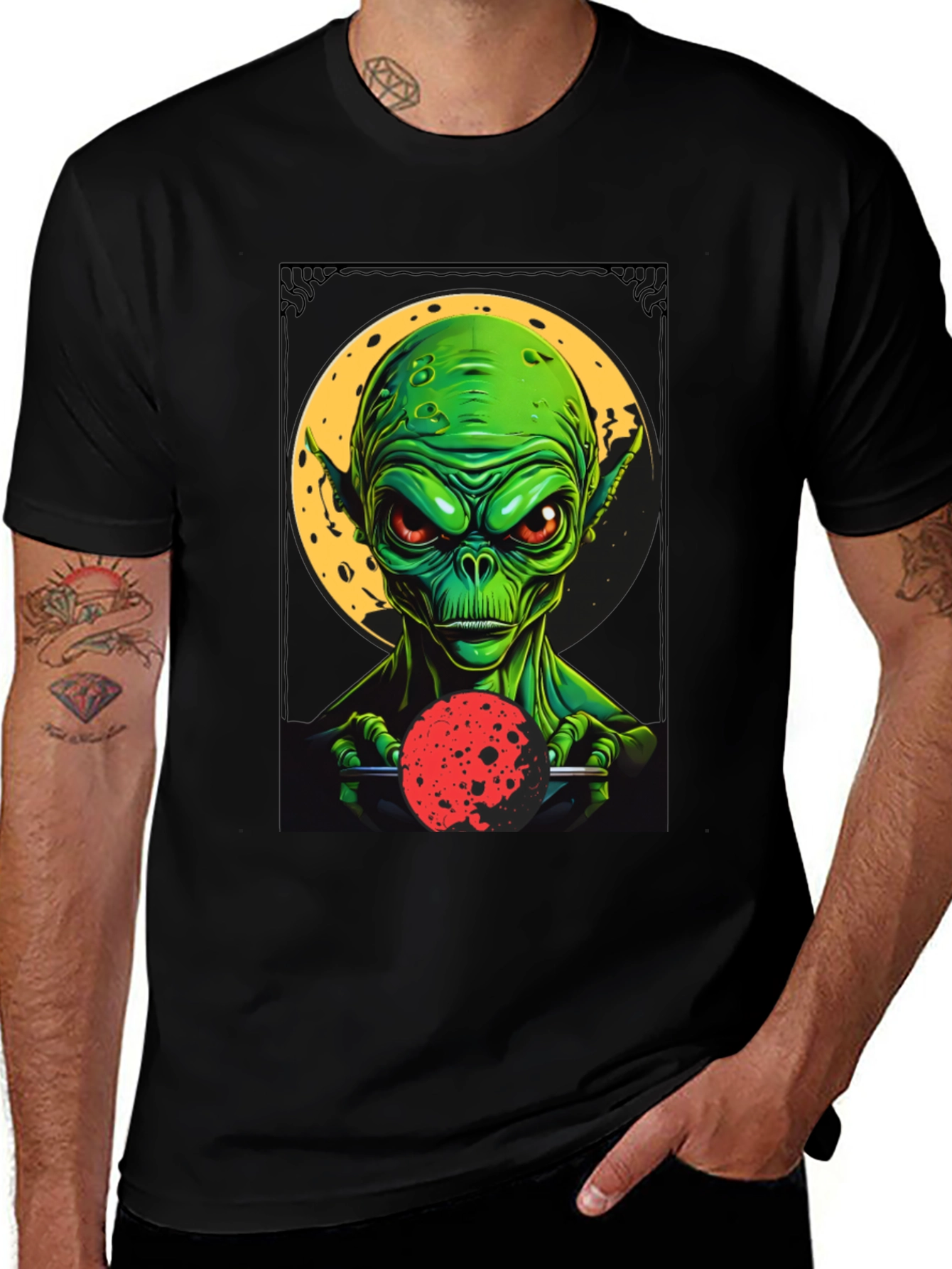 Variant 18 of Alien Holding Red Moon Graphic T-Shirt