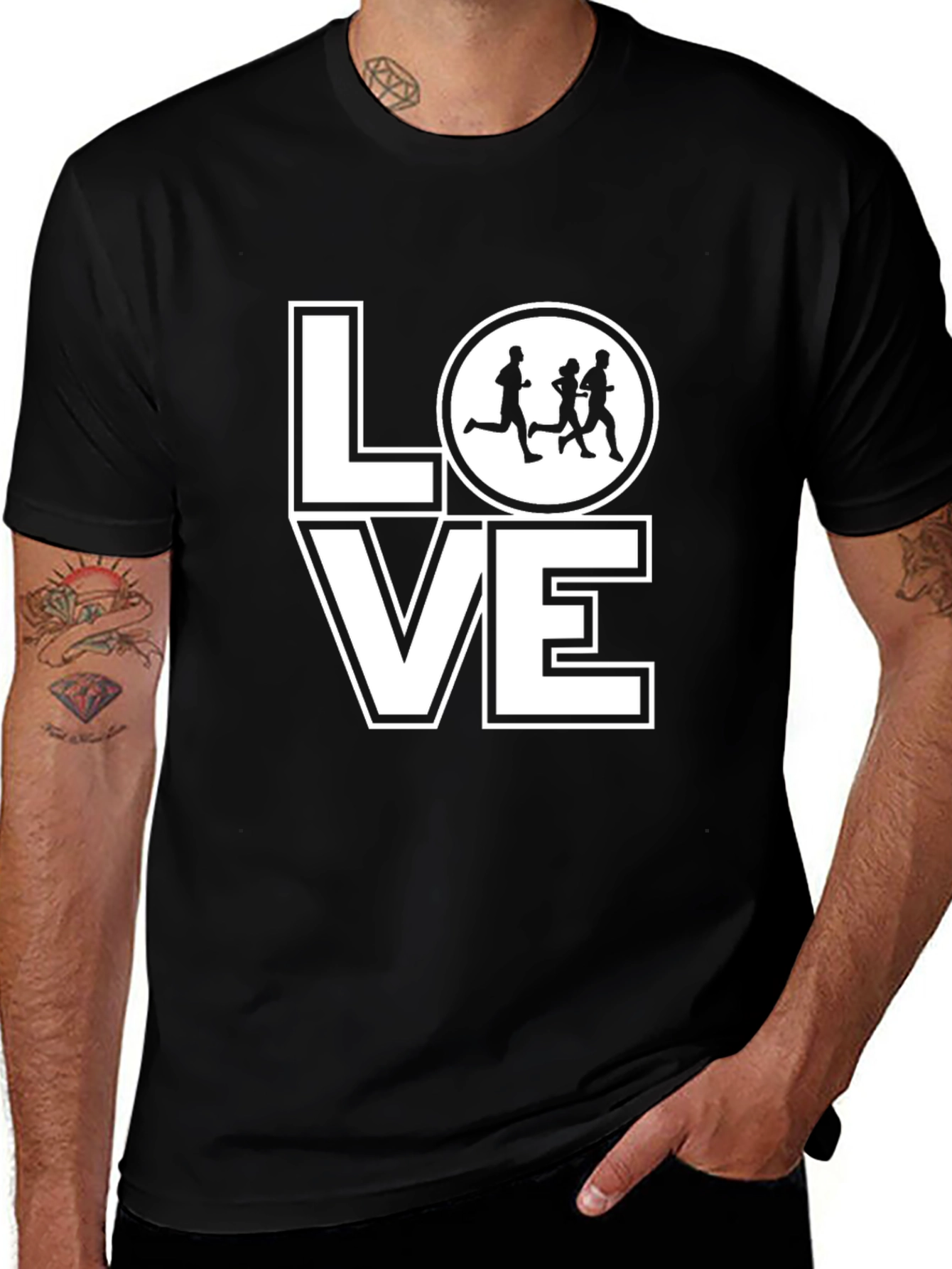 Variant 16 of Love Running Graphic Black T-Shirt