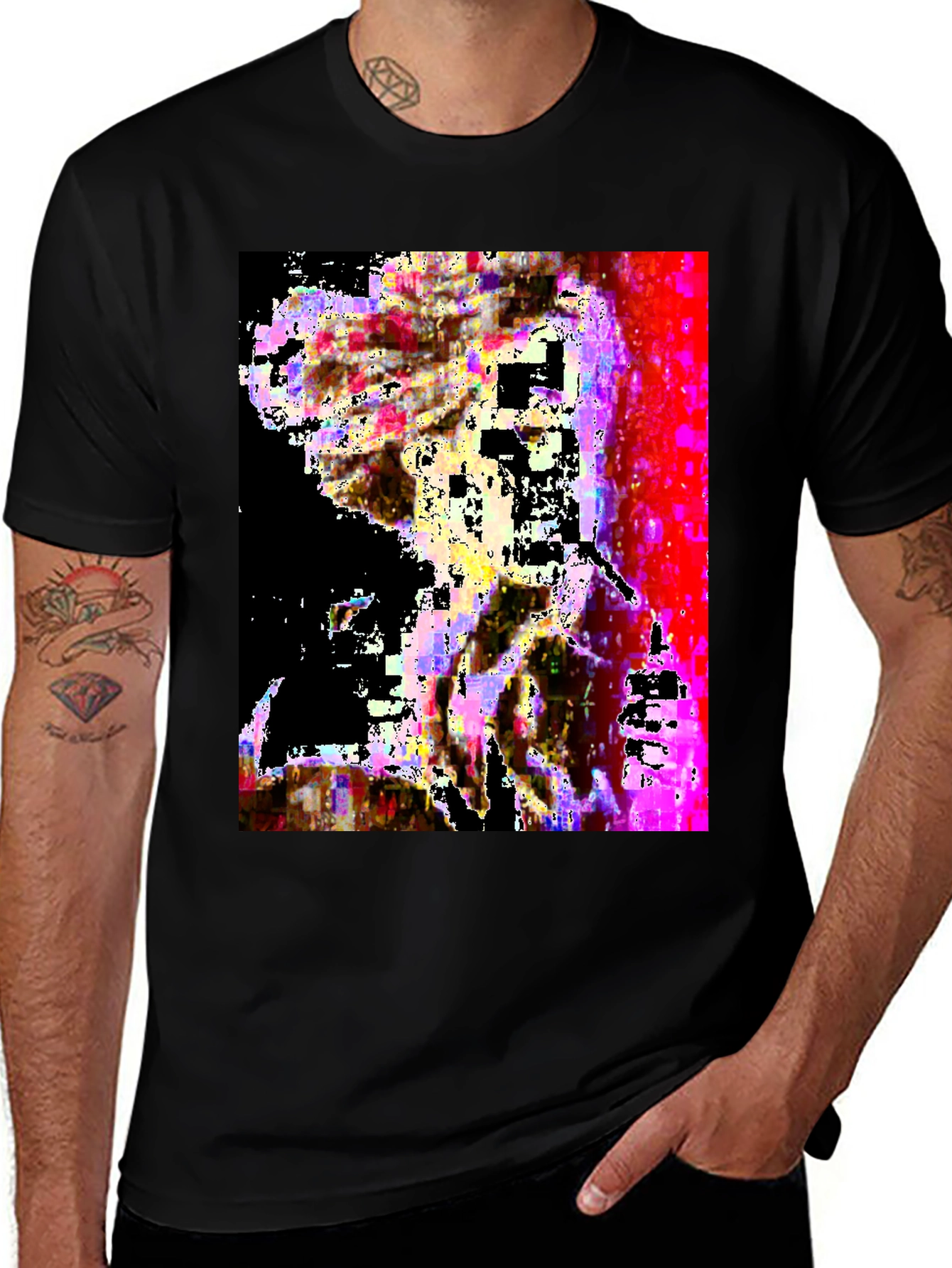 Variant 29 of Abstract Glitch Art Black T-Shirt