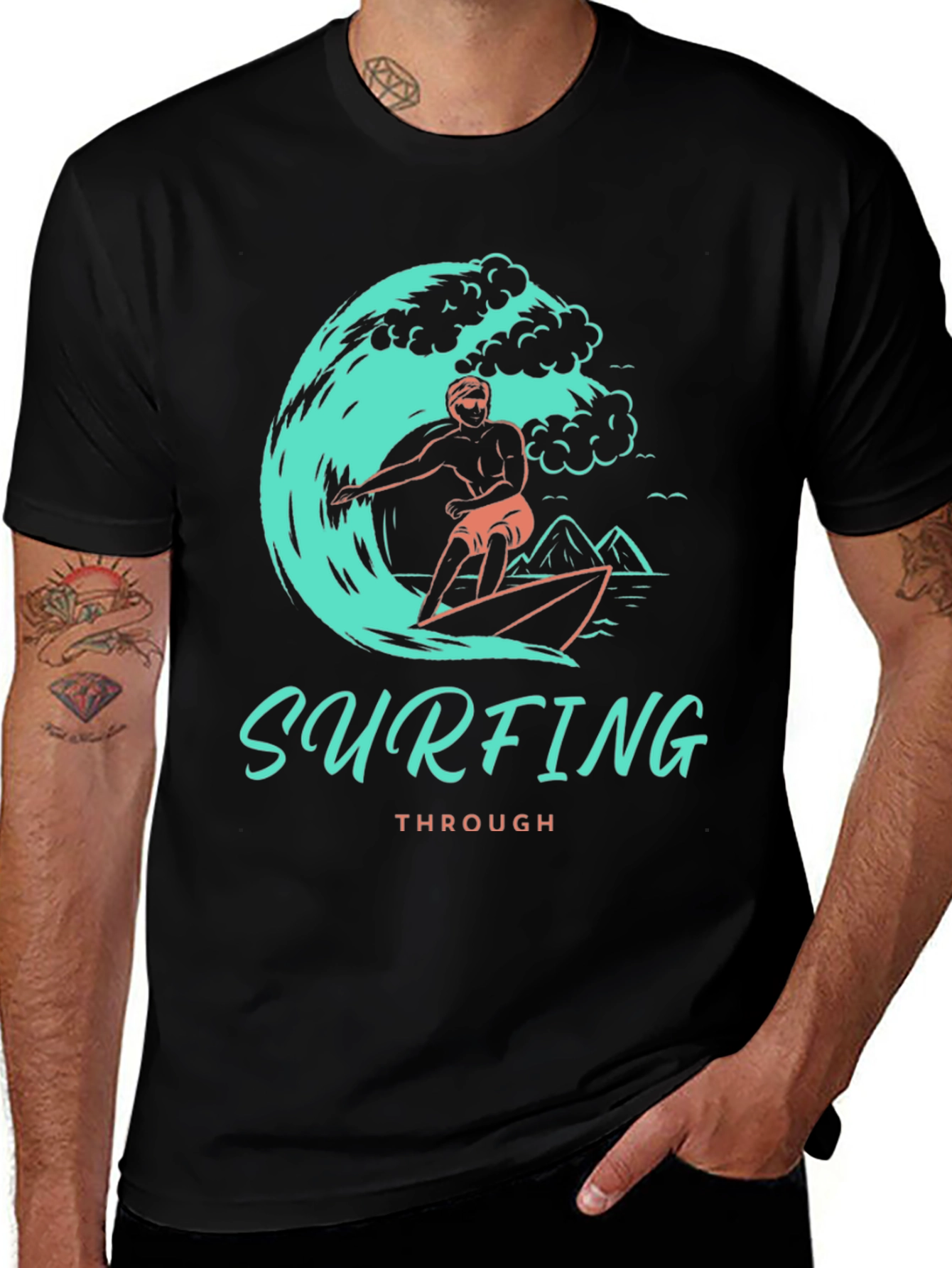 Surfing Through Wave Graphic Tee