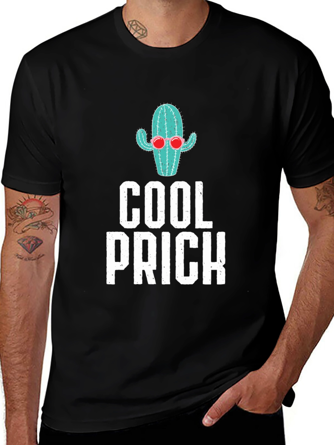 Variant 14 of Cool Prick Cactus Graphic Tee - Black Cotton T-Shirt