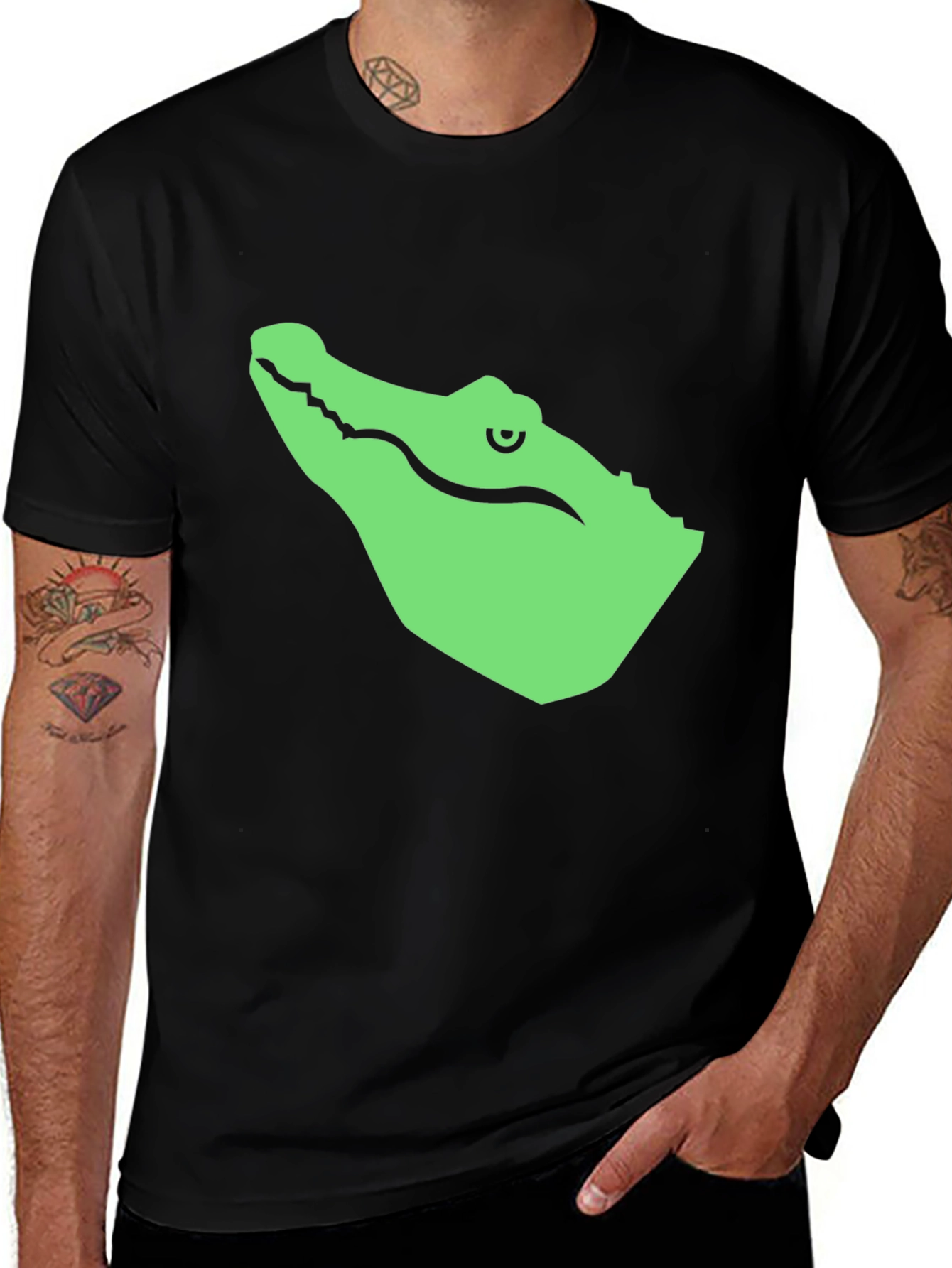 Variant 28 of Alligator Graphic Tee - Black Cotton T-Shirt