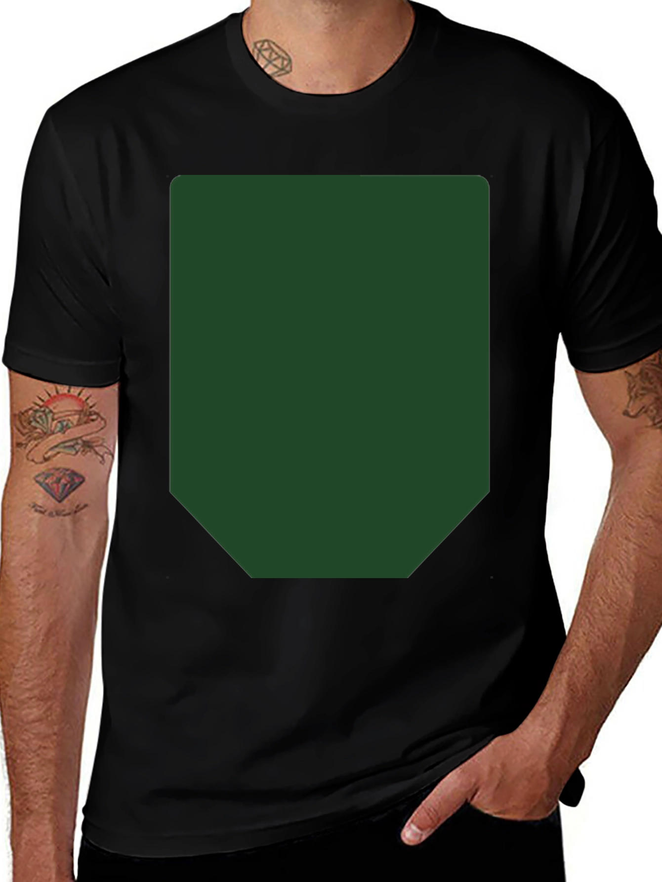 Variant 18 of Black Tee with Bold Green Patch Design