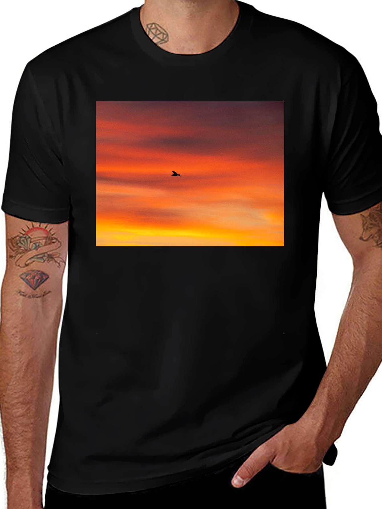 Variant 30 of Sunset Bird Silhouette Graphic Tee