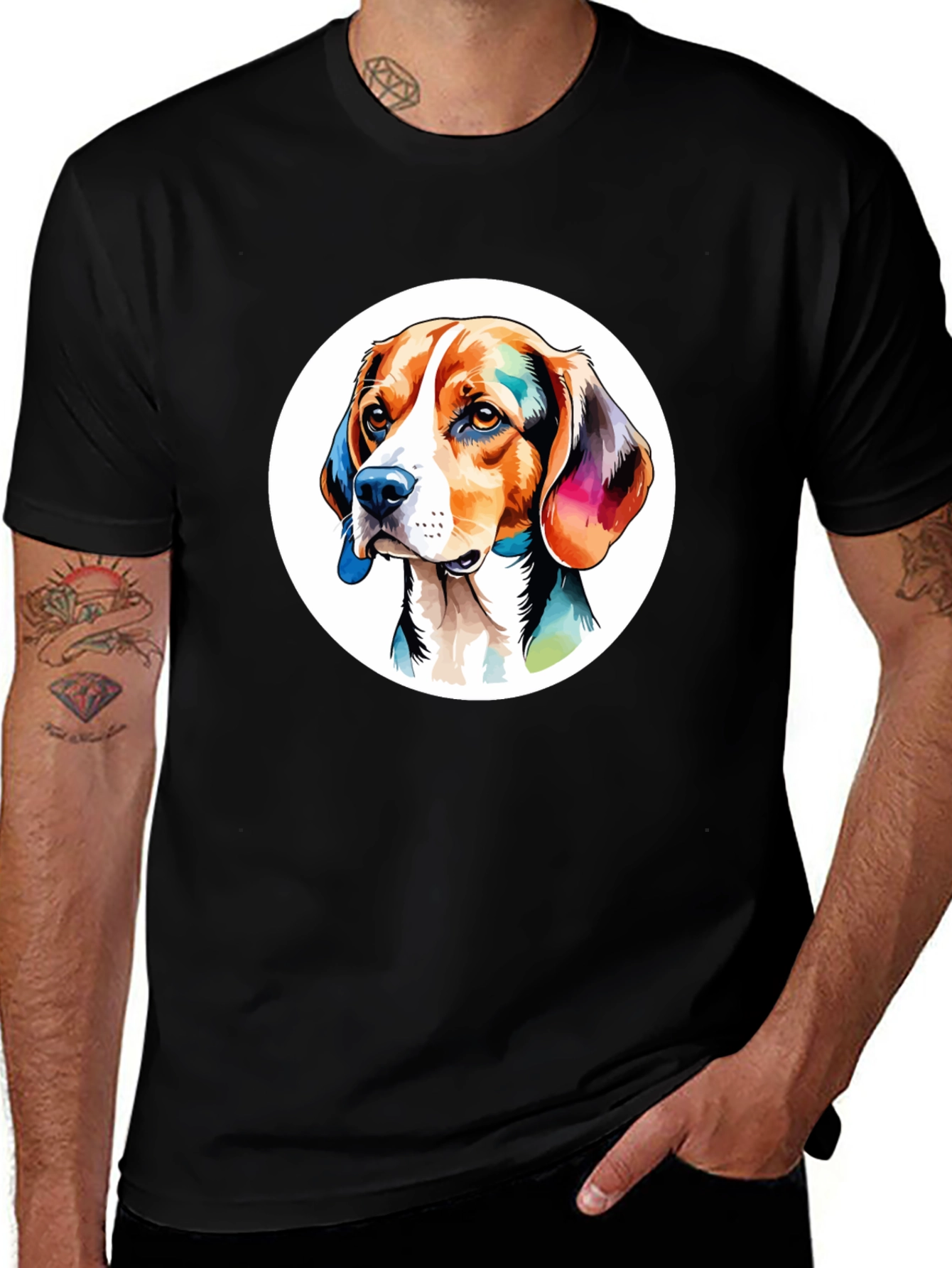 Variant 7 of Dog Art Graphic Black T-Shirt