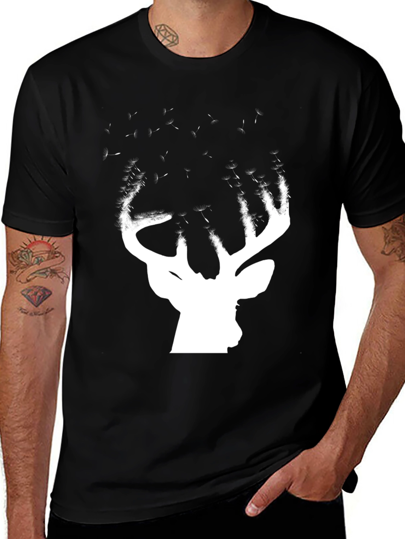 Variant 26 of Deer Silhouette T-Shirt - Black Graphic Tee