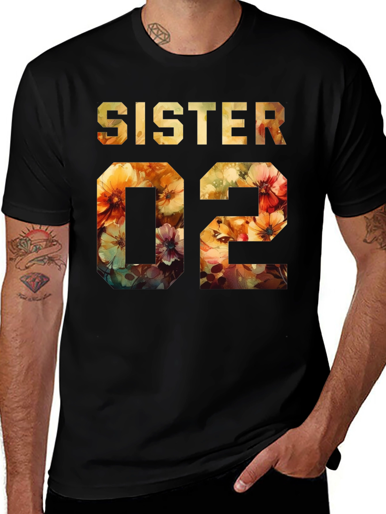 Variant 21 of Sister 02 Floral Design Tee