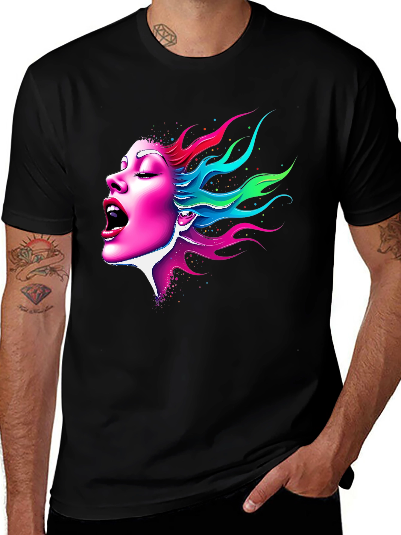 Variant 20 of Vibrant Woman Graphic Tee - Artistic Print