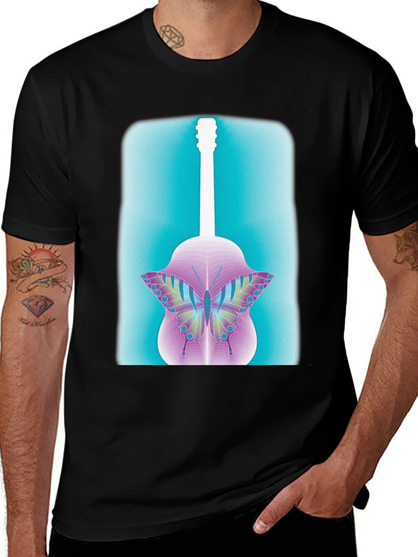 Variant 12 of Guitar Butterfly Graphic Tee - Black