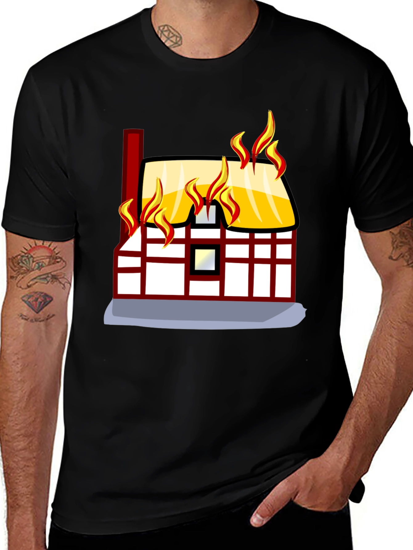 Variant 25 of Burning House Graphic T-Shirt - Unique Humor Tee