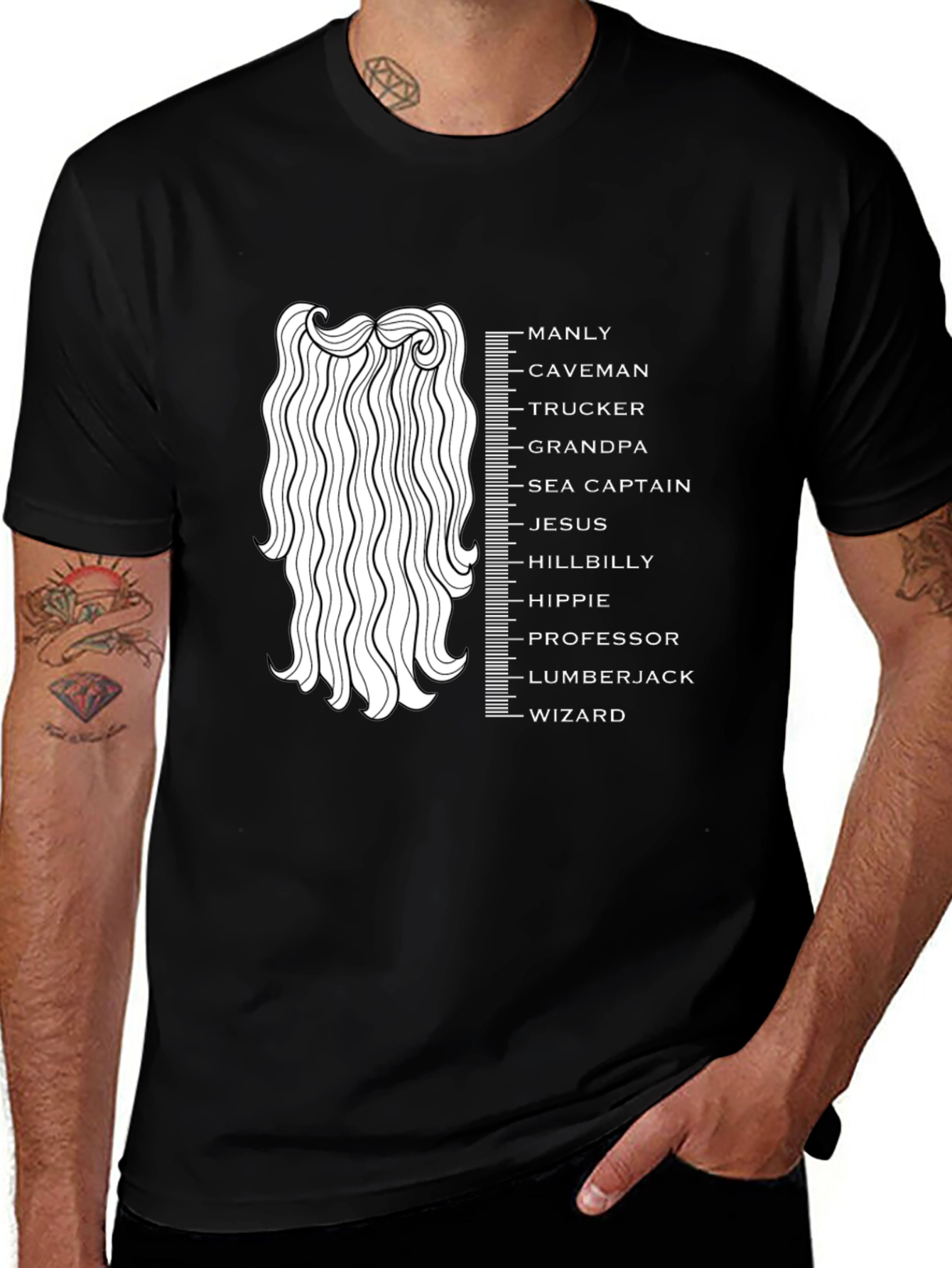 Variant 13 of Manly Beard Measurement T-Shirt