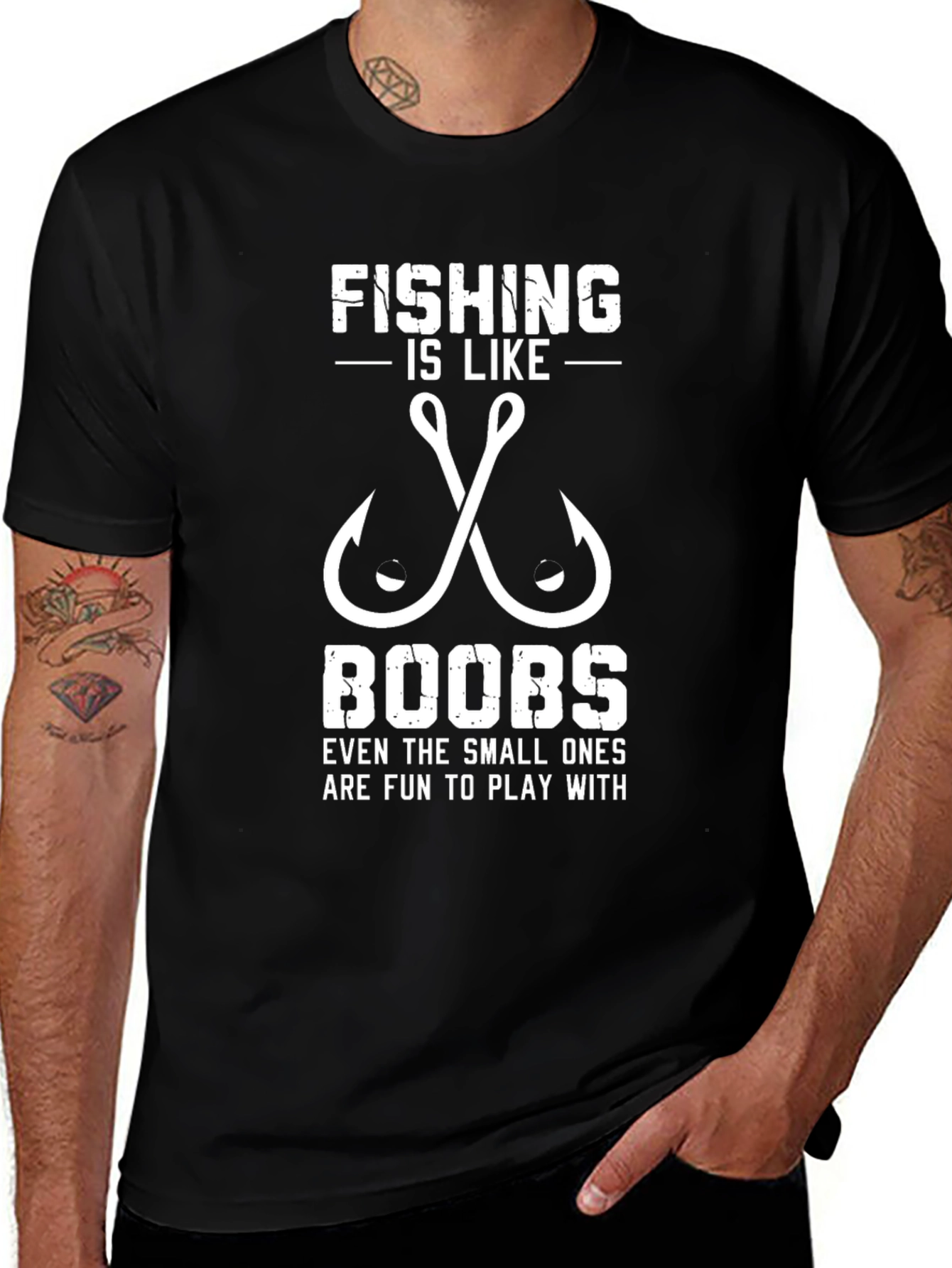 Variant 7 of Fishing Like Boobs Humor Graphic Tee