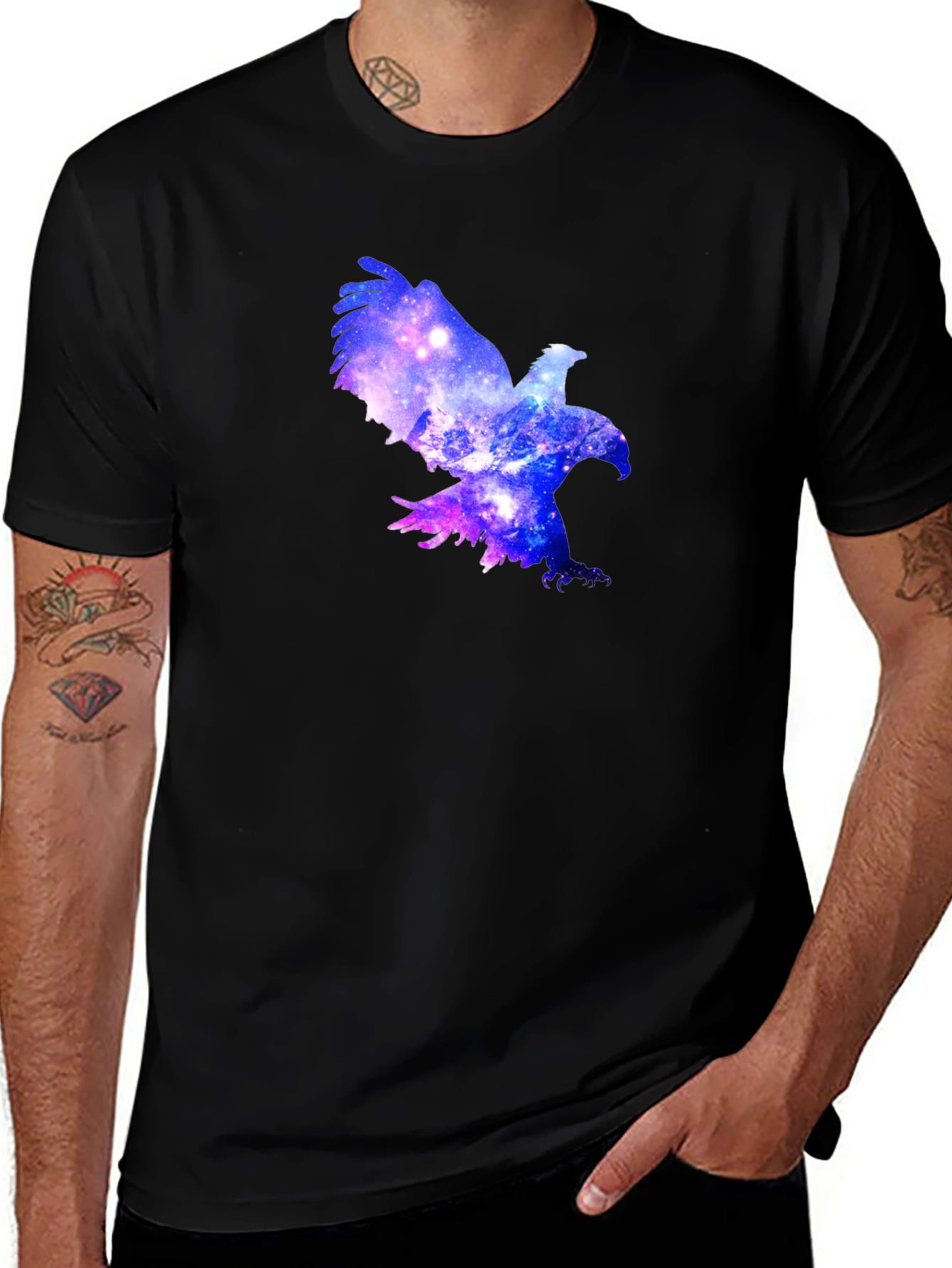 Black Galaxy Eagle Black T-Shirt - Unique Graphic Tee main image