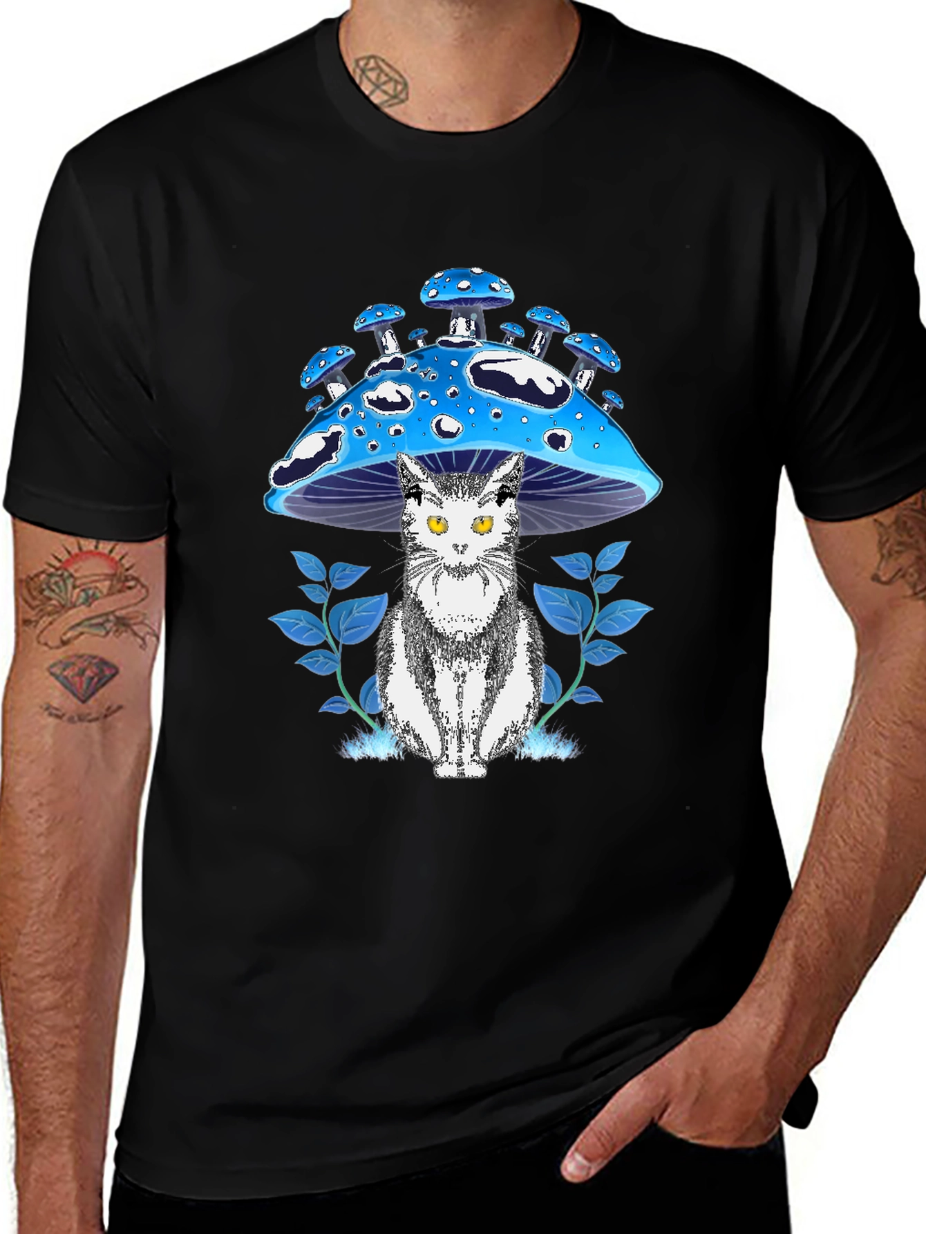 Variant 18 of Mushroom Cat Graphic Tee - Unique Design