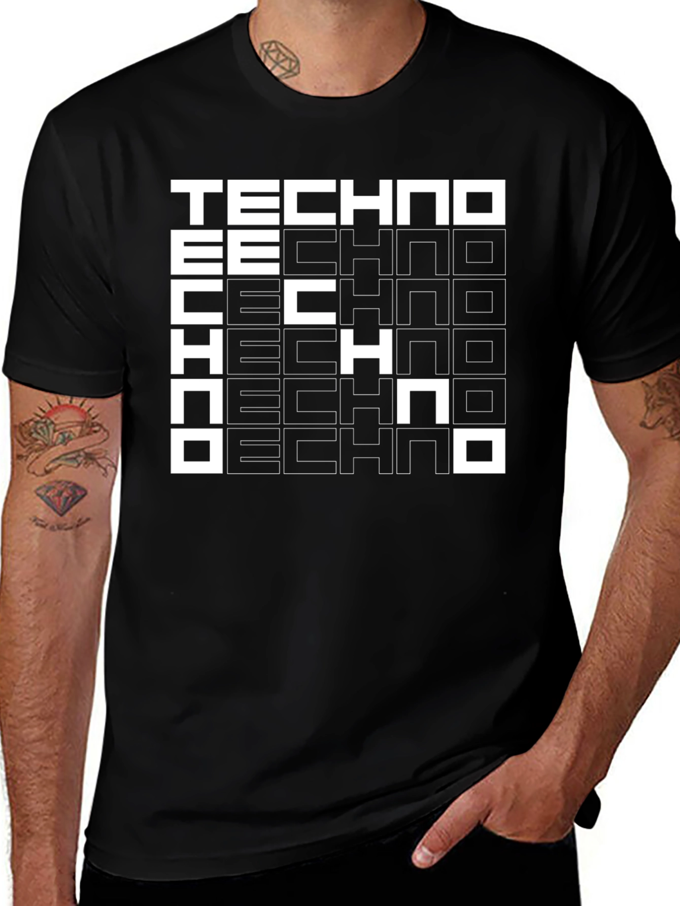 Variant 29 of Techno Graphic Print Crew Neck T-Shirt