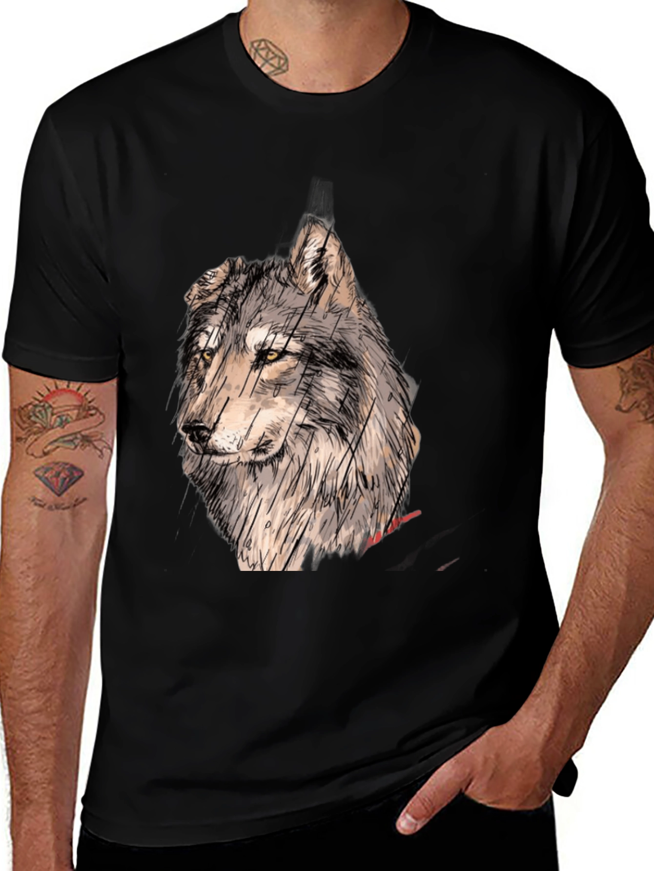 Variant 15 of Wolf Graphic Tee - Stylish Men's Black T-Shirt