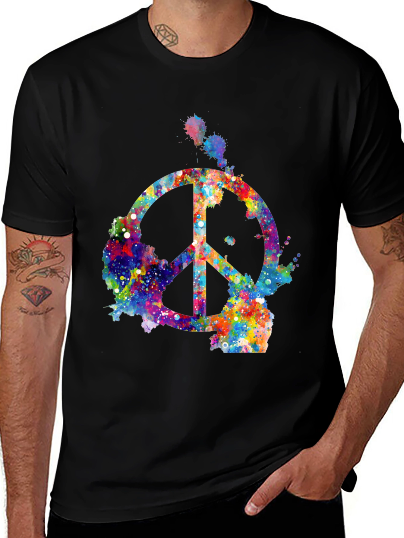 Variant 2 of Colorful Peace Sign Graphic T-Shirt