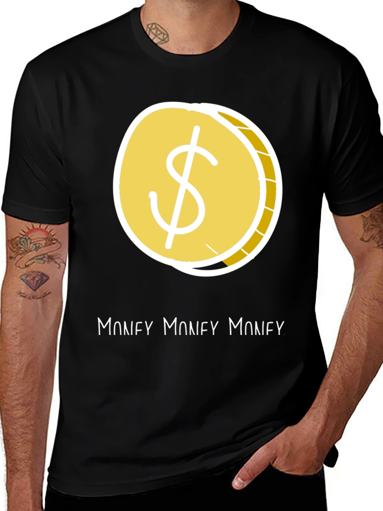 Variant 24 of Money Graphic Tee - Stylish Black Dollar Sign T-Shirt