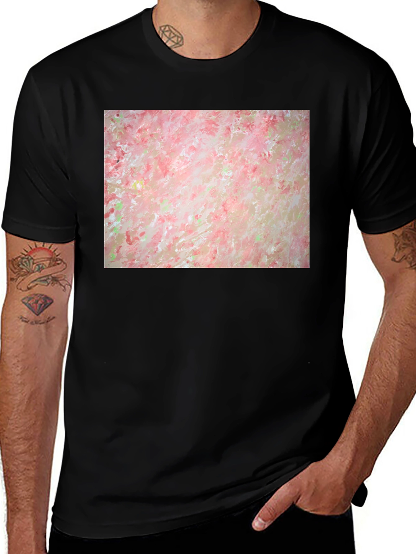 Variant 23 of Abstract Floral T-Shirt - Artsy Black Tee
