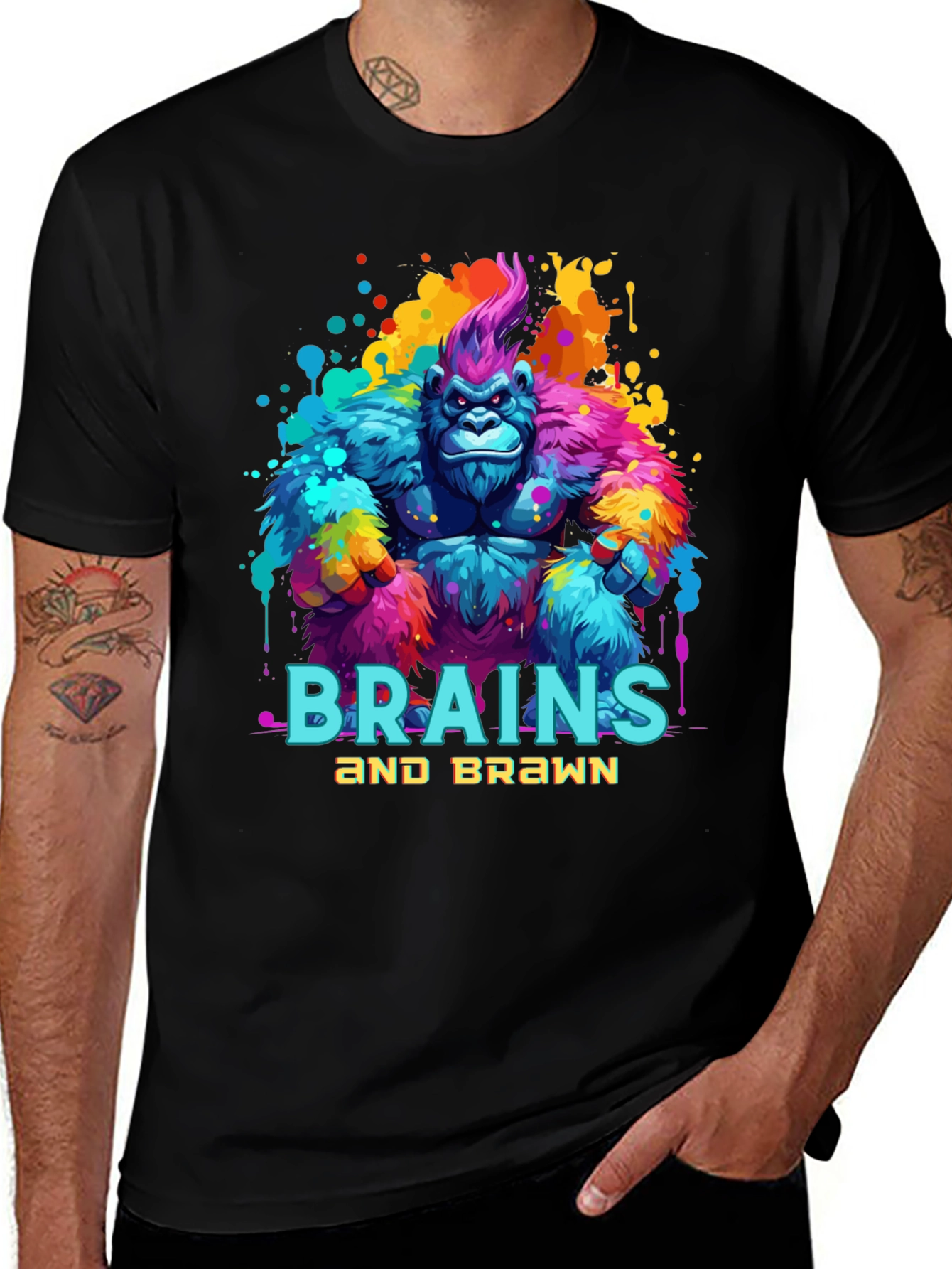 Black Brains and Brawn Gorilla Graphic Tee main image