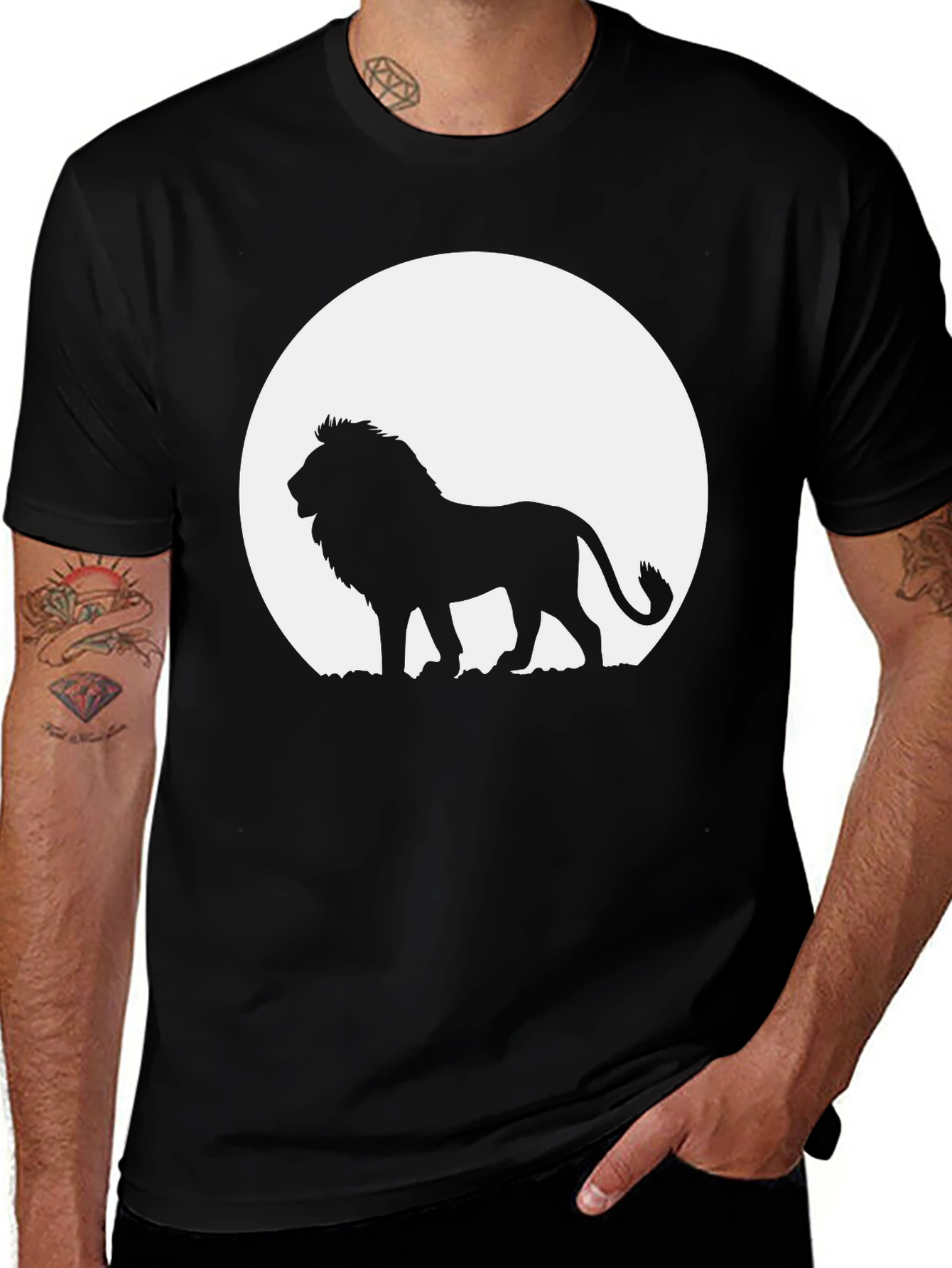 Variant 21 of Lion Silhouette Graphic Tee - Black
