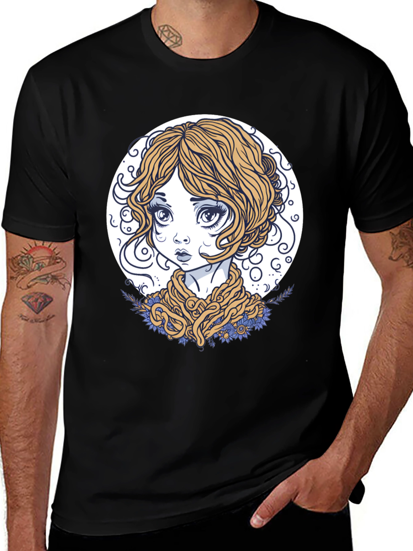 Variant 5 of Whimsical Girl Graphic Tee - Unique Art T-Shirt