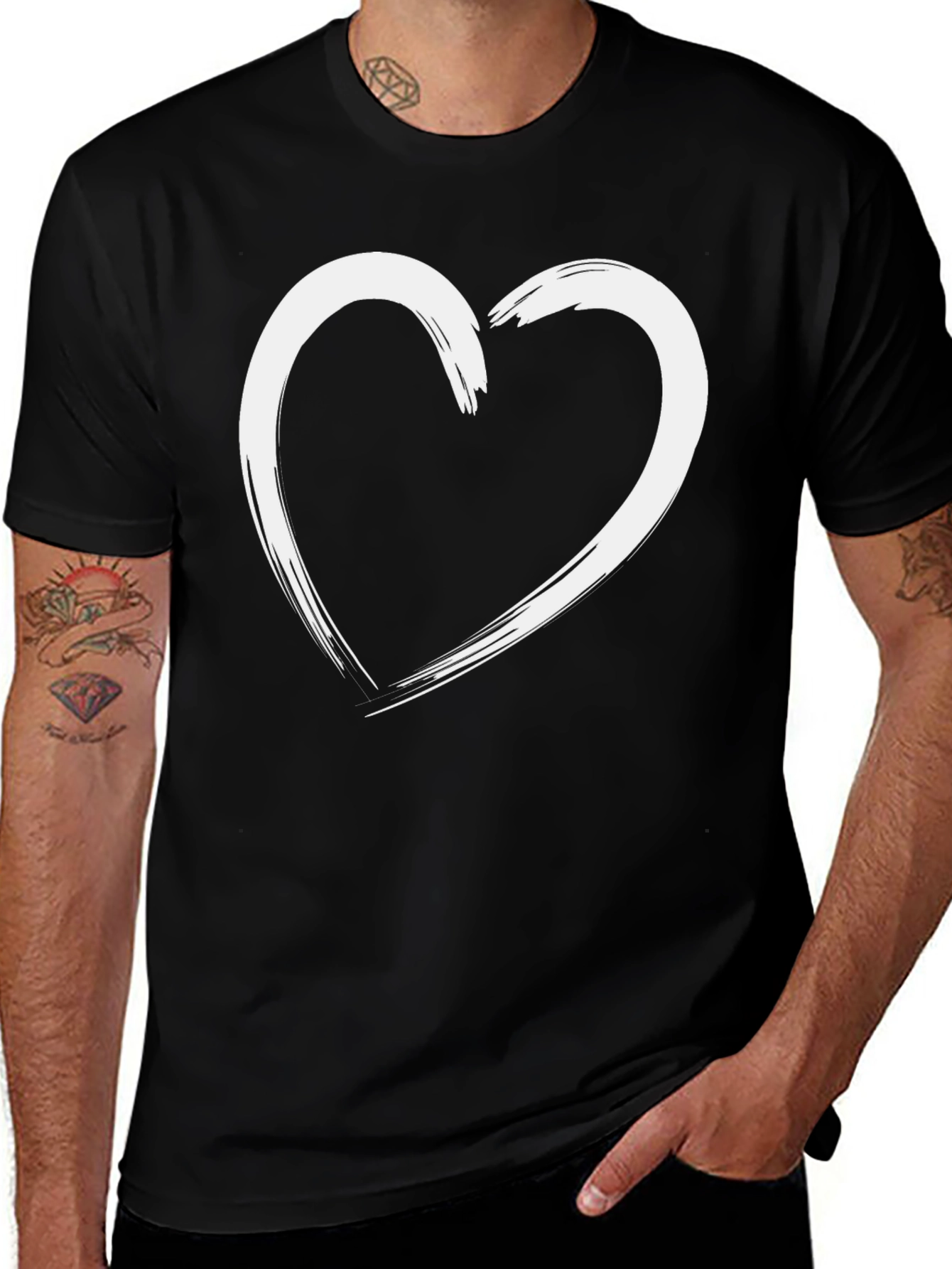 Variant 17 of Heart Graphic Black T-Shirt
