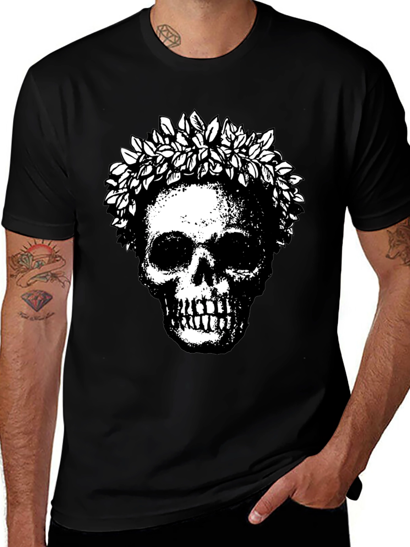 Variant 14 of Skull and Wreath Graphic Tee