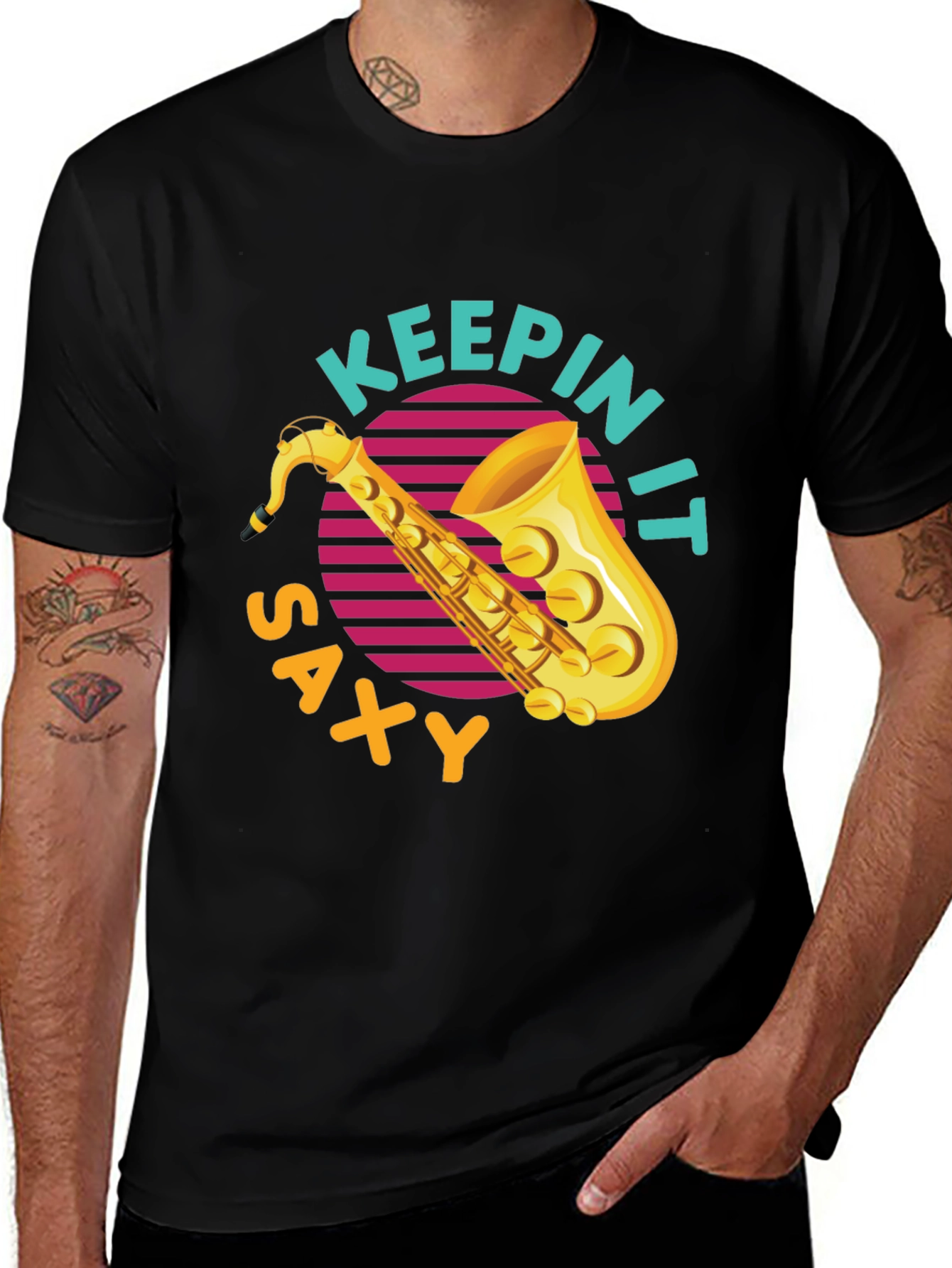 Variant 8 of Keepin' It Saxy T-Shirt - Cool Saxophone Graphic Tee