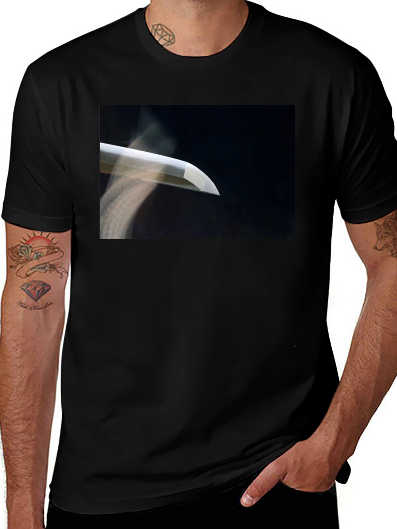 Variant 27 of Samurai Blade Graphic Tee - Sleek & Stylish Cotton Shirt