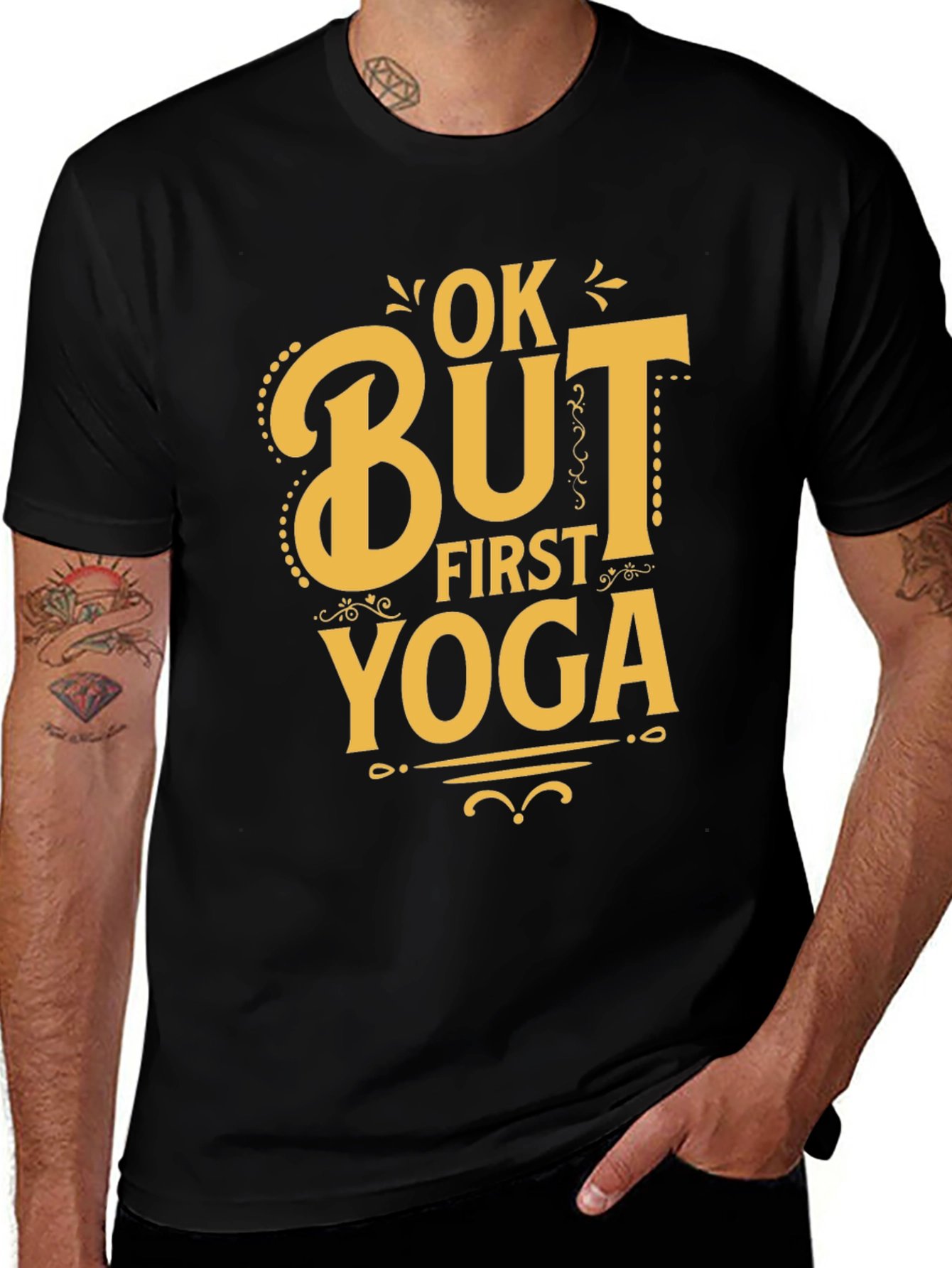 Variant 15 of Ok But First Yoga T-Shirt