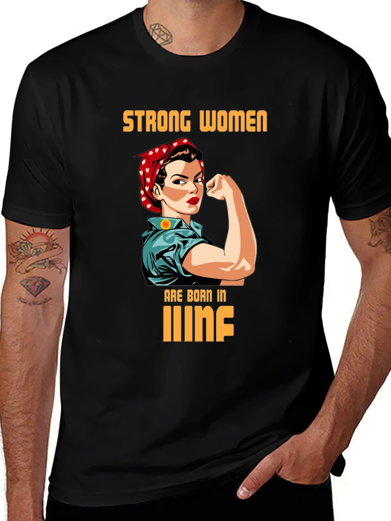 Variant 29 of Strong Women T-Shirt - Rosie the Riveter Born in June Tee
