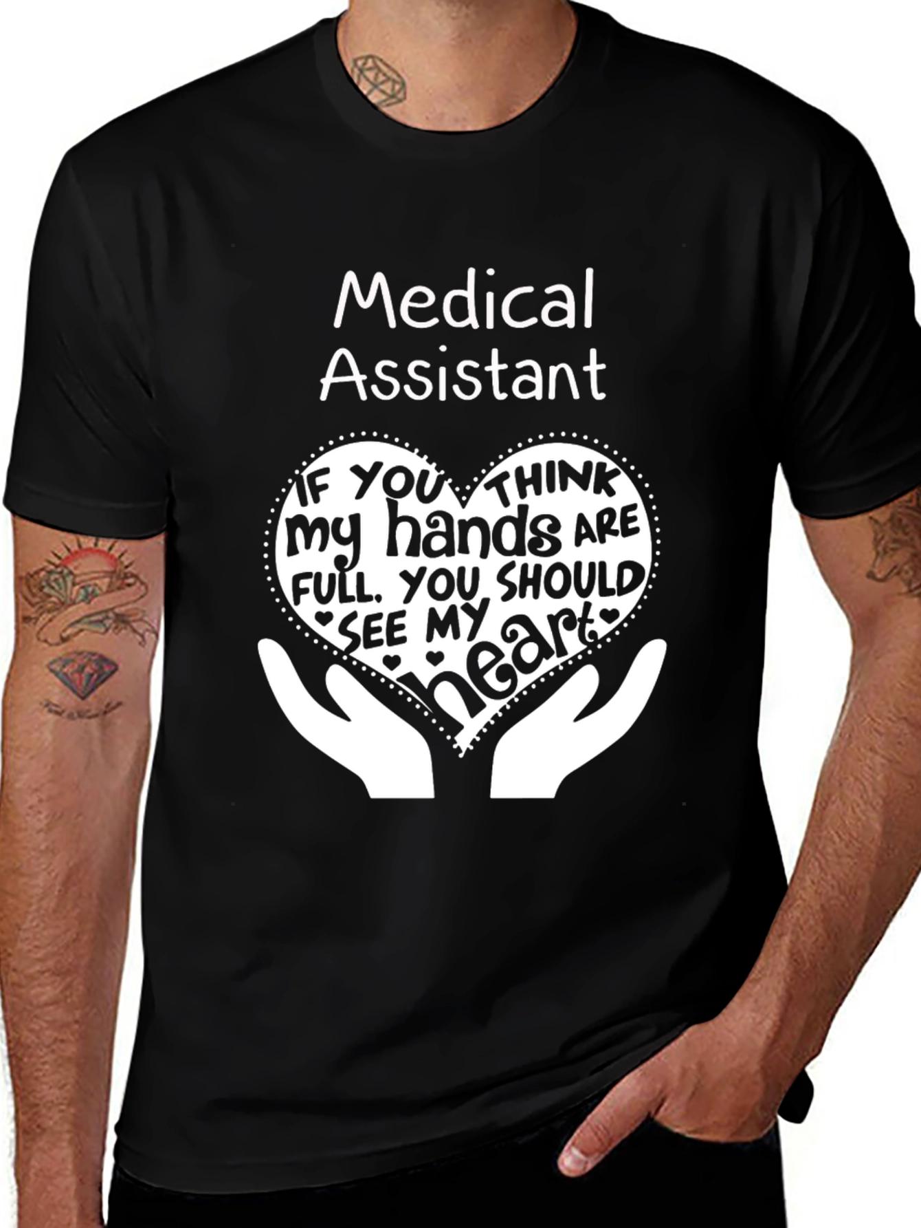 Medical Assistant Heart Hands Graphic T-Shirt