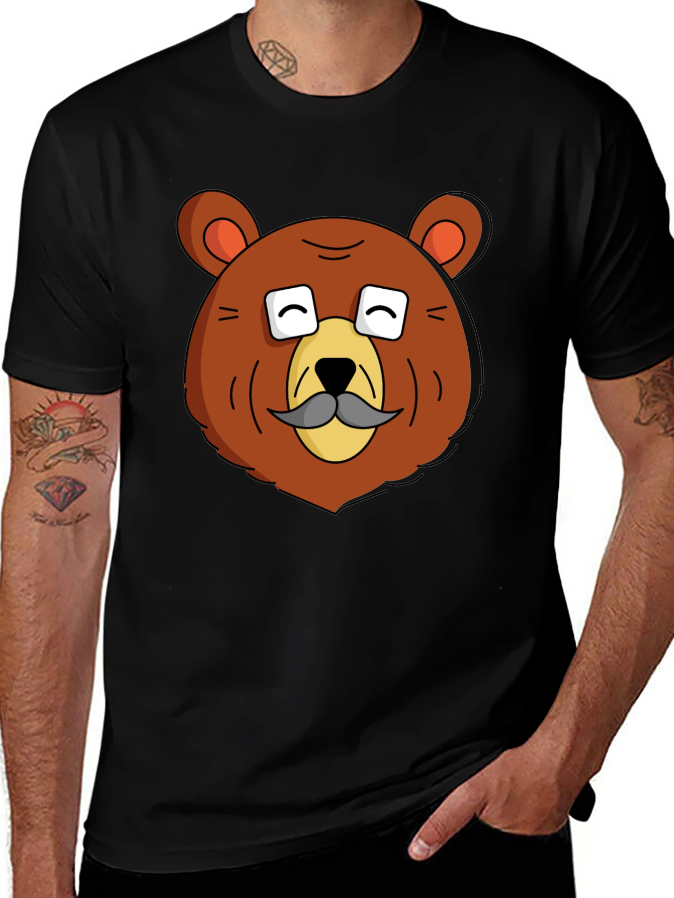 Variant 3 of Funny Bear with Mustache Graphic T-Shirt