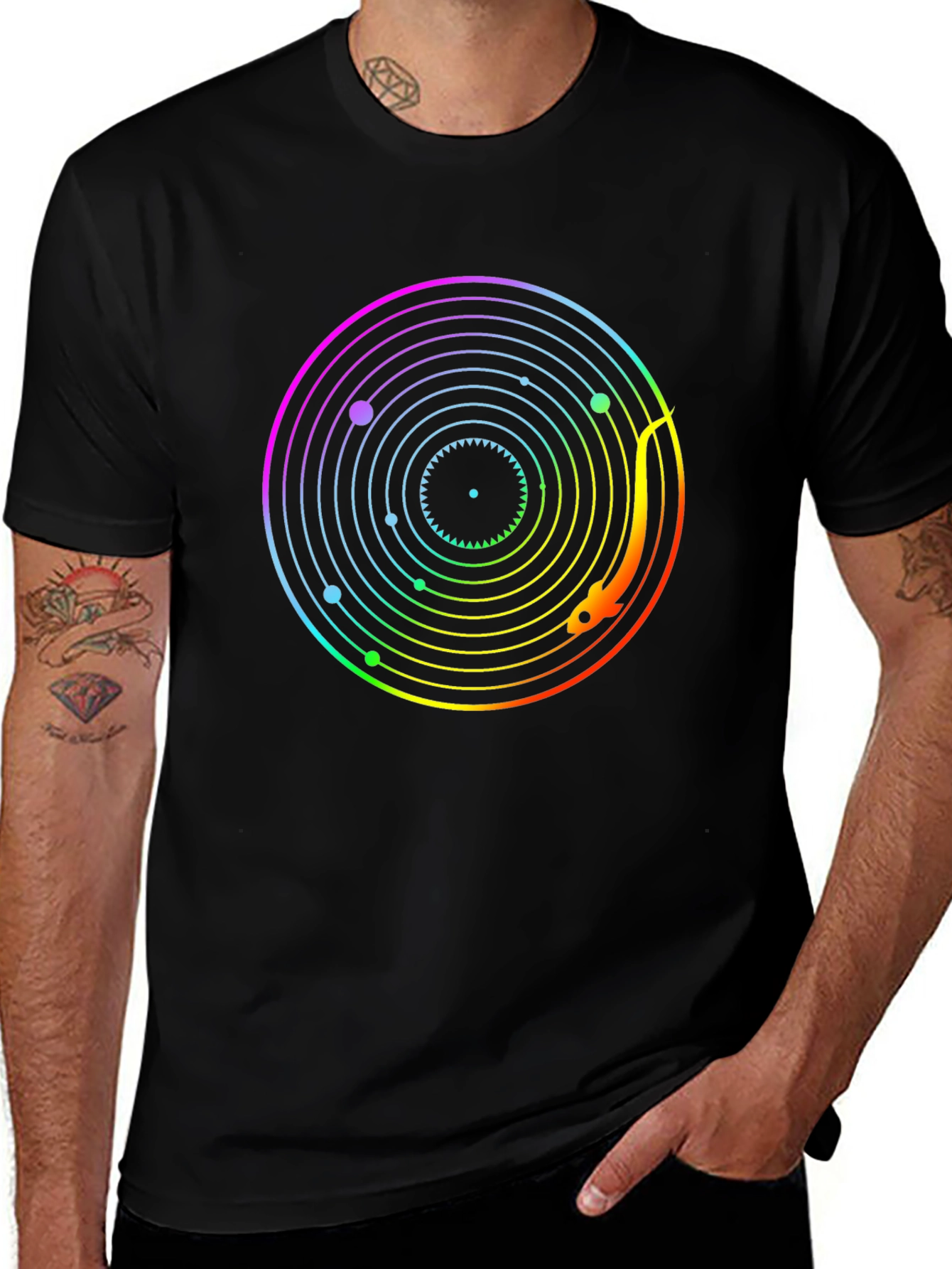 Variant 13 of Rainbow Solar System Record T-Shirt