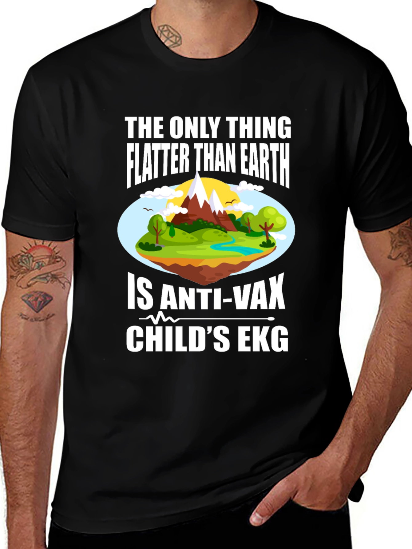 Funny Anti-Vax Flat Earth T-Shirt